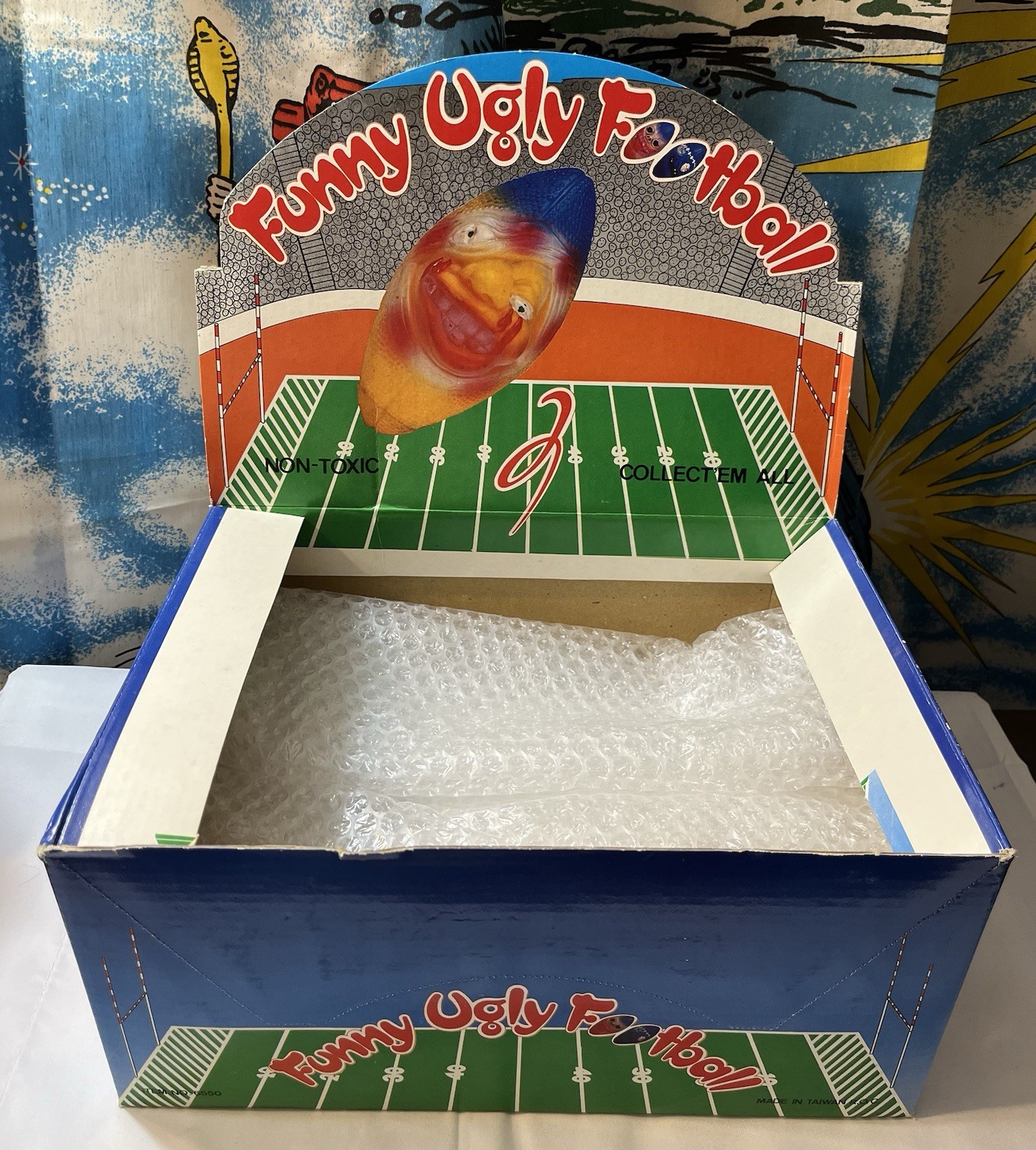 Vintage 80s Weird Ball Madballs KO Funny Ugly Football Store Display Box Gross