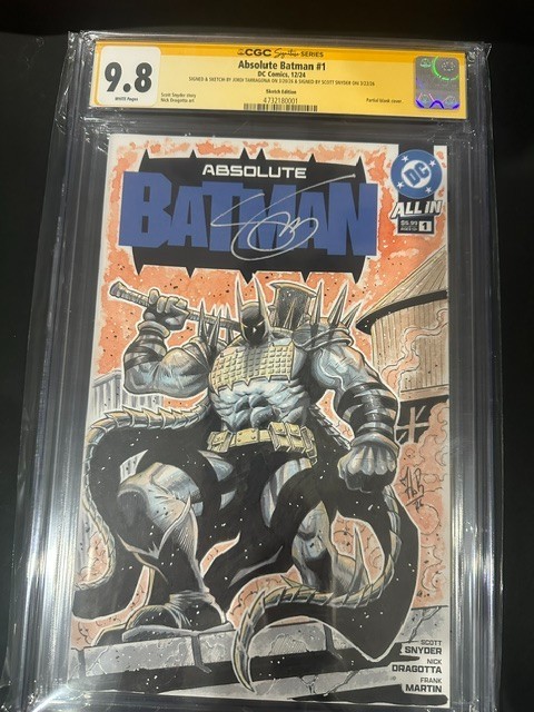 Absolute Batman #1 OG Art Blank Cover Sketch Scott Snyder/Jordi Tarragona signed