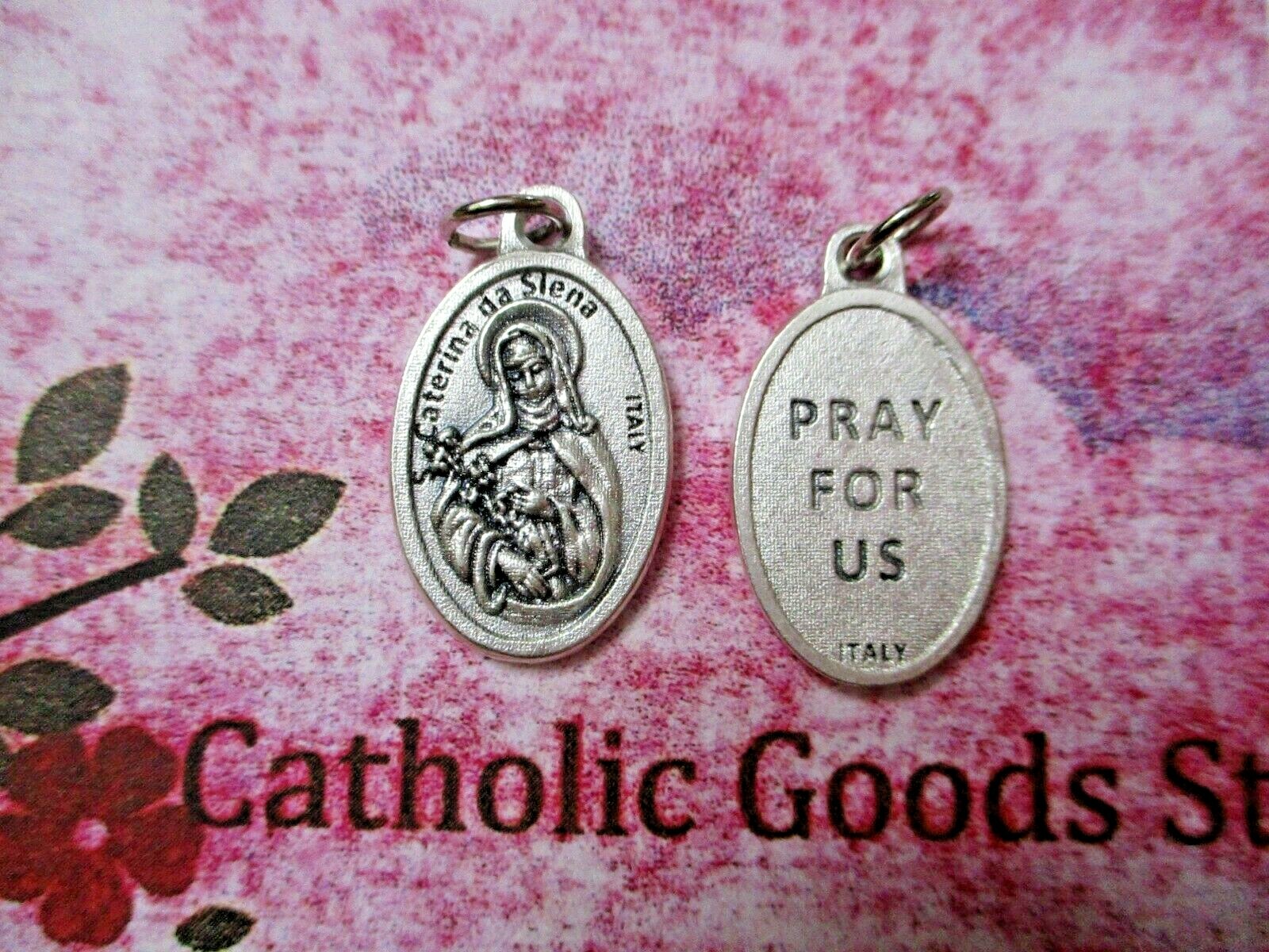 Saint St. Catherine of Siena - Pray for Us - Ox Die-Cast Italian  1 inch Medal 