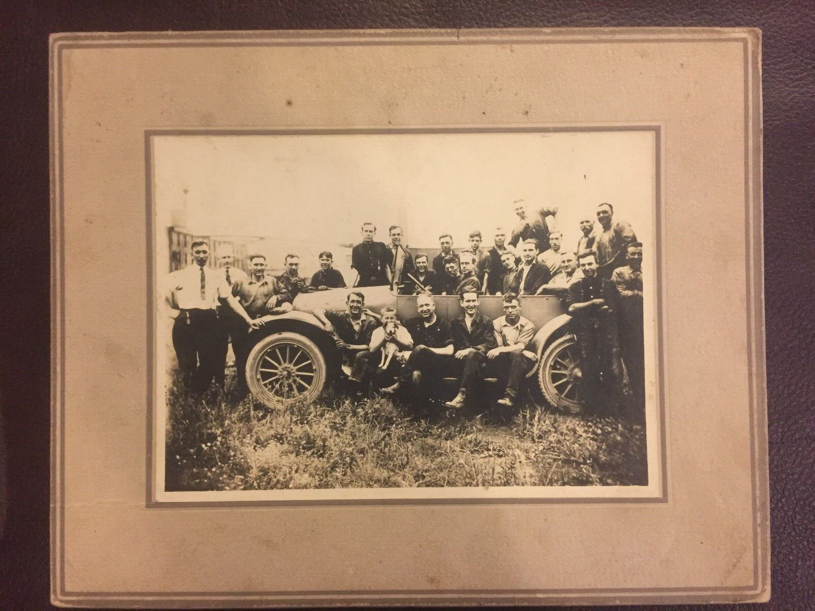 Vintage Antique Roadster Car with Men 5" x 7" Mounted Photograph Vintage Antique Roadster Car with Men 5" x 7" Mounted Photograph