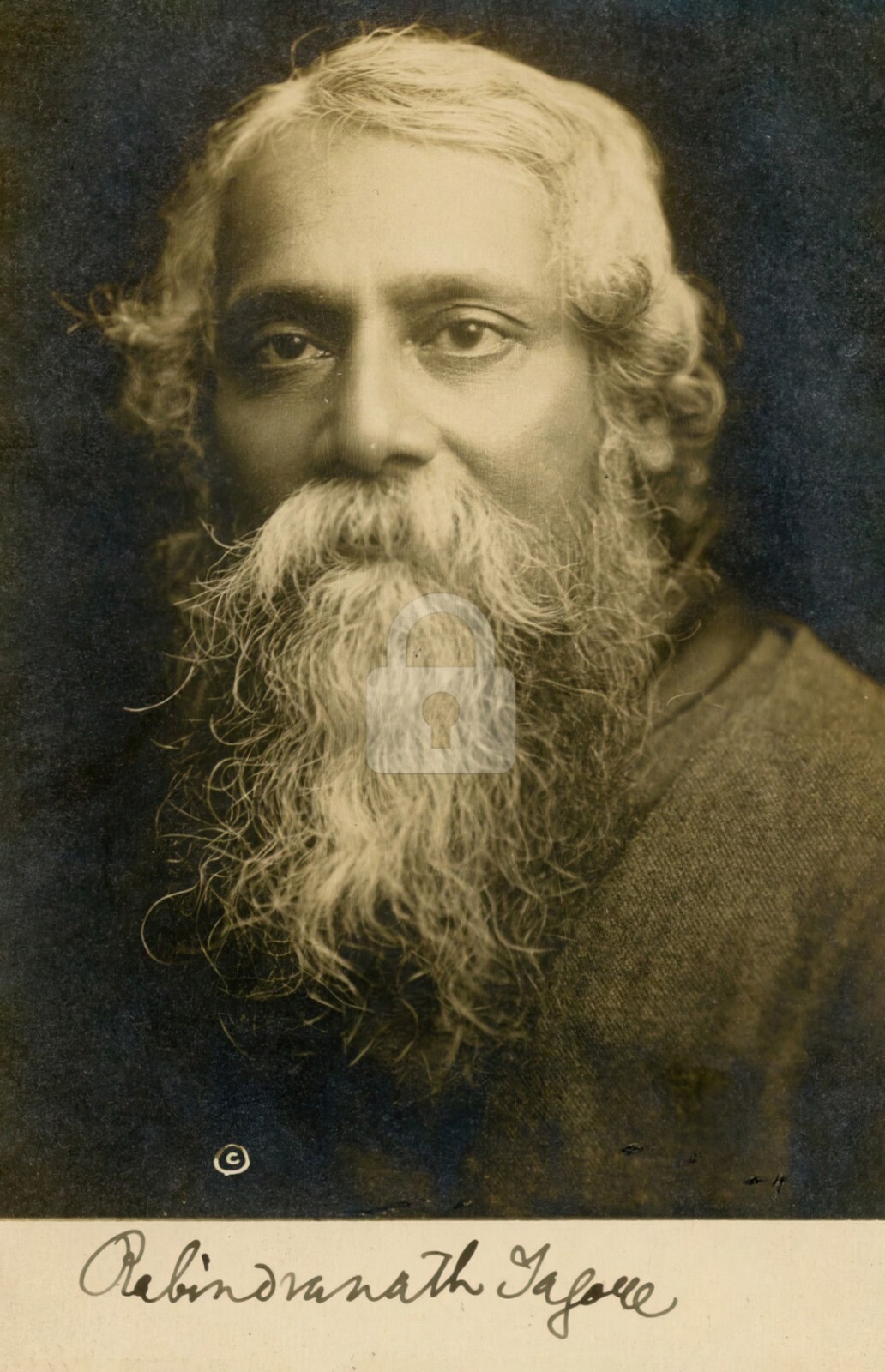 Rabindranath Tagore -- Signed Vintage Photo Postcard Copy Rabindranath Tagore -- Signed Vintage Photo Postcard Copy