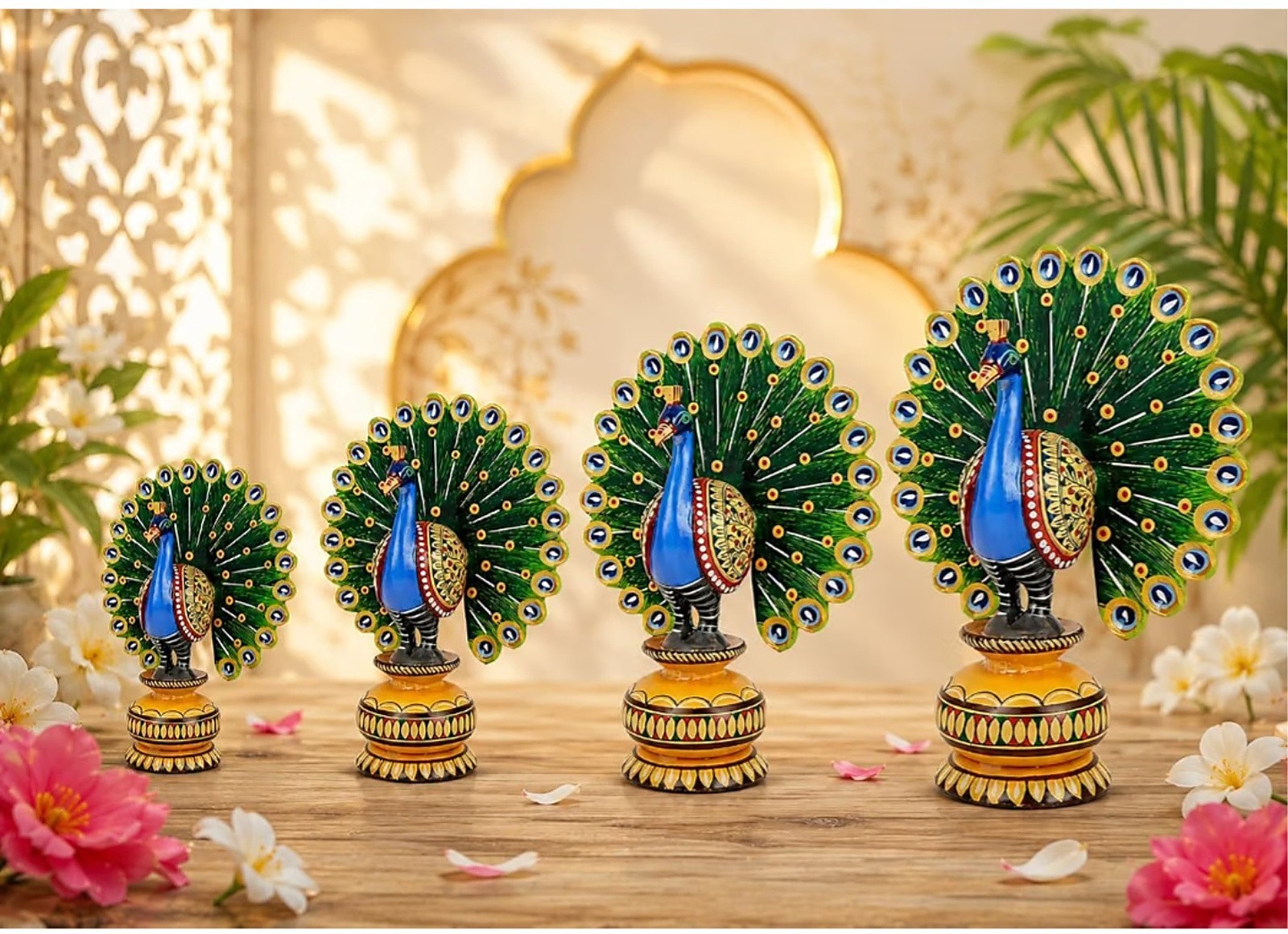 Indian Hand Painted Decorative Peacocks Indian Hand Painted Decorative Peacocks