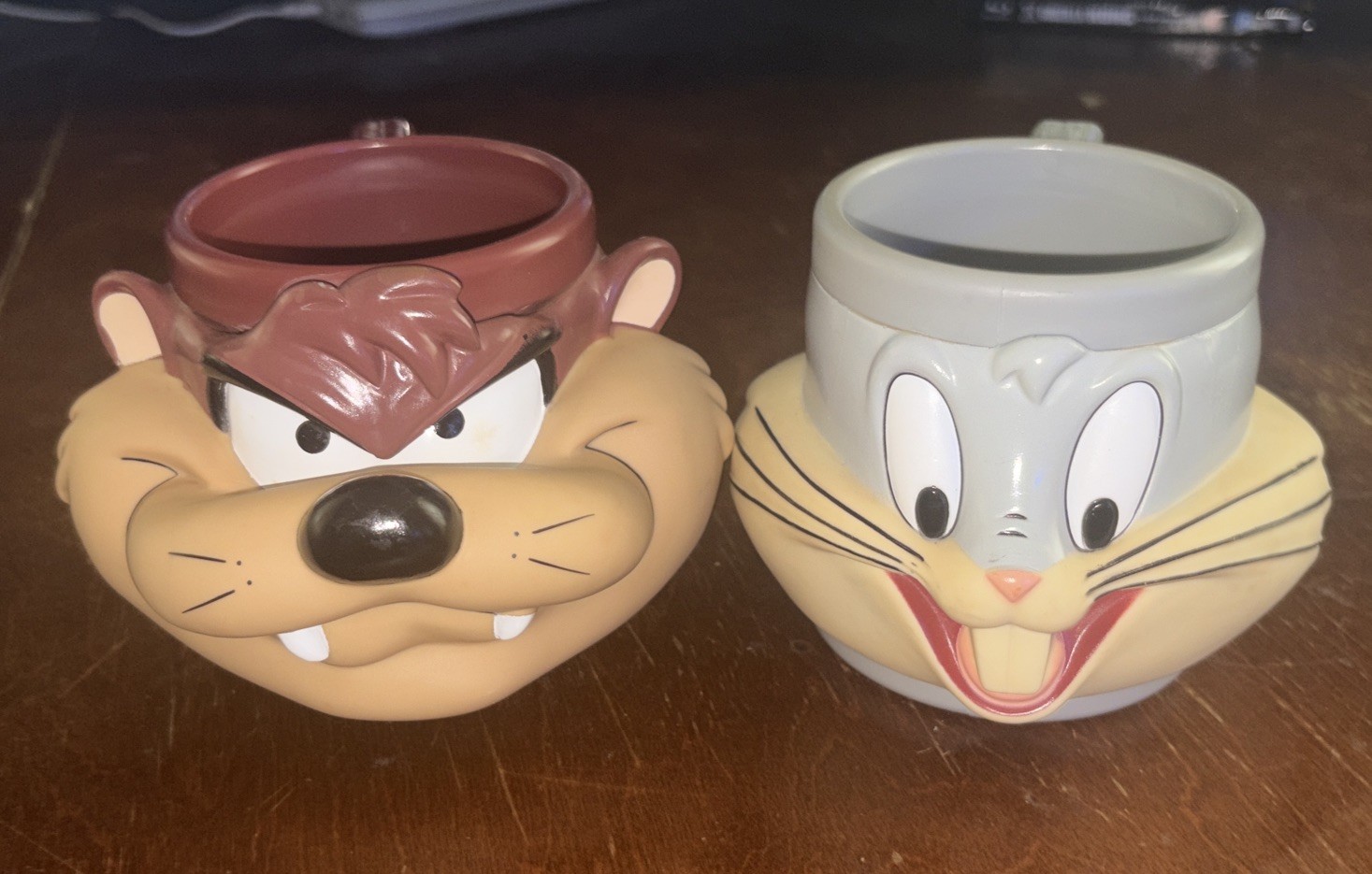 Vintage Bugs Bunny & Taz Looney Tunes 3D Face Coffee Cups / Mugs 1992 & 1993 Vintage Bugs Bunny & Taz Looney Tunes 3D Face Coffee Cups / Mugs 1992 & 1993