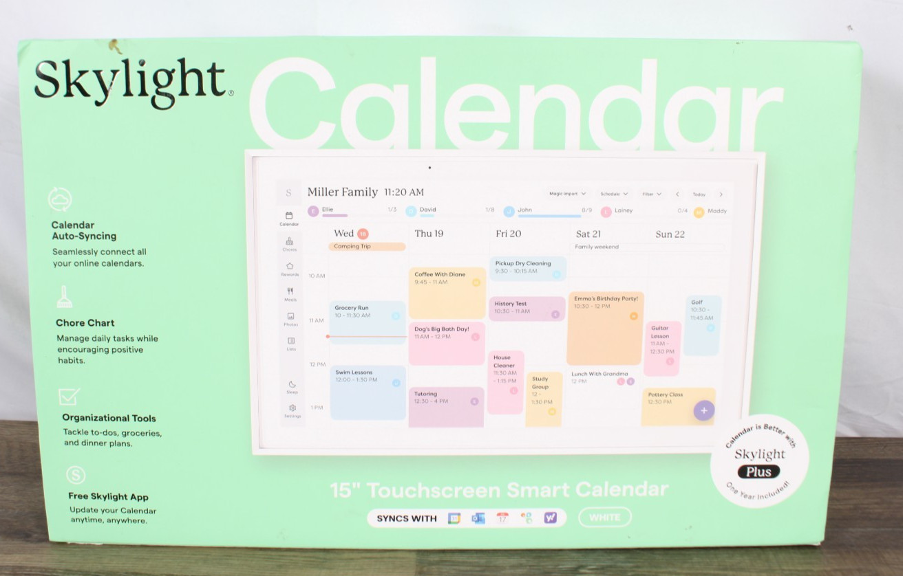 Skylight Calendar 15" Touchscreen Smart Digital Family Calendar White - Tested