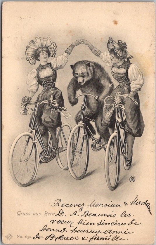 Vintage BERN, Switzerland Postcard "Gruss aus Bern" BEAR on Bicycle -1903 Cancel Vintage BERN, Switzerland Postcard "Gruss aus Bern" BEAR on Bicycle -1903 Cancel