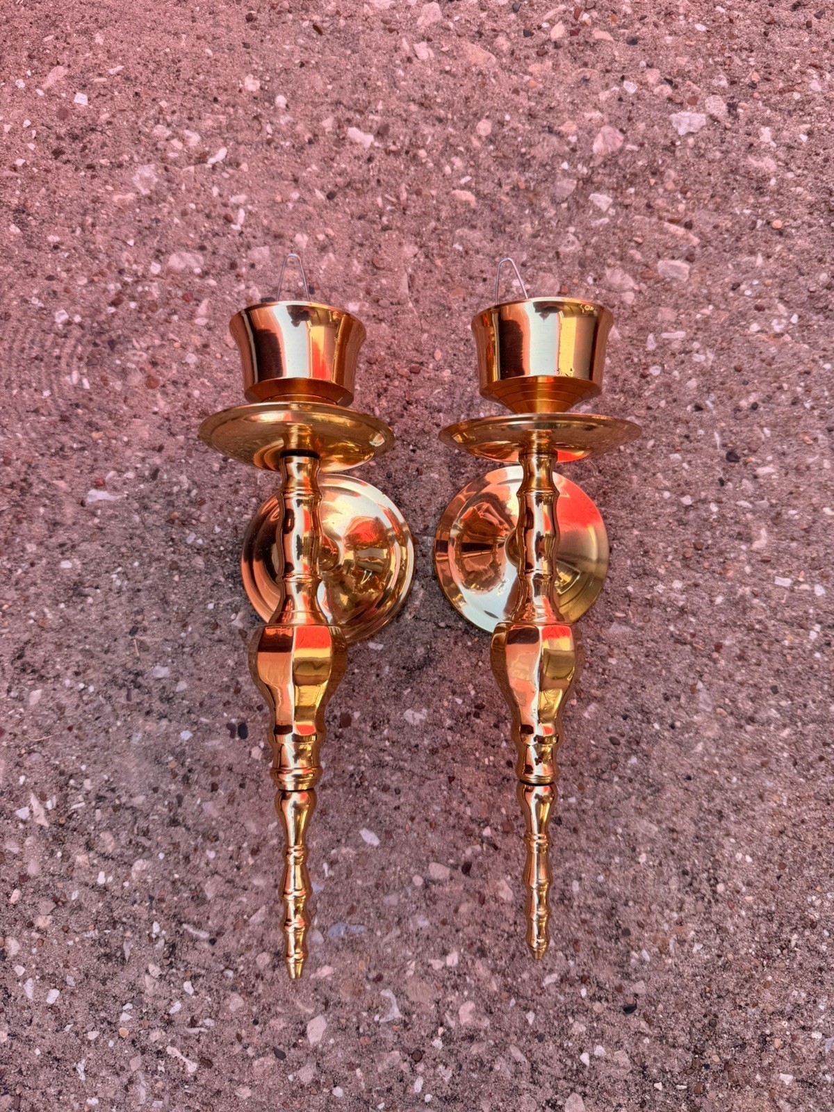 Vintage Pair Solid Brass Wall Candle Sconces Twisted Stem Made In India 9.5" MCM Vintage Pair Solid Brass Wall Candle Sconces Twisted Stem Made In India 9.5" MCM