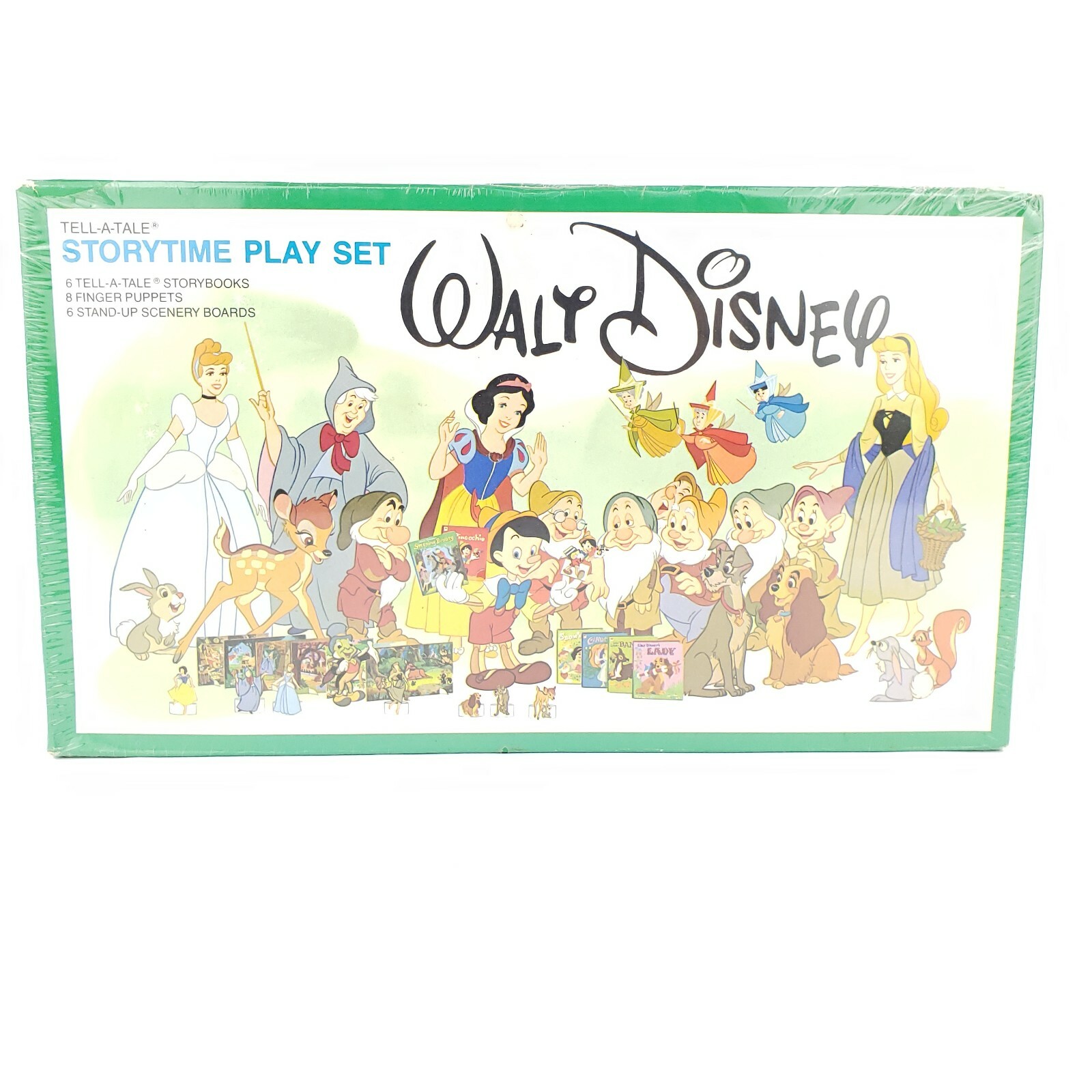 NEW 1980 Disney Tell-A-Tale Storytime Play Set, Finger Puppets, Scenery & Books