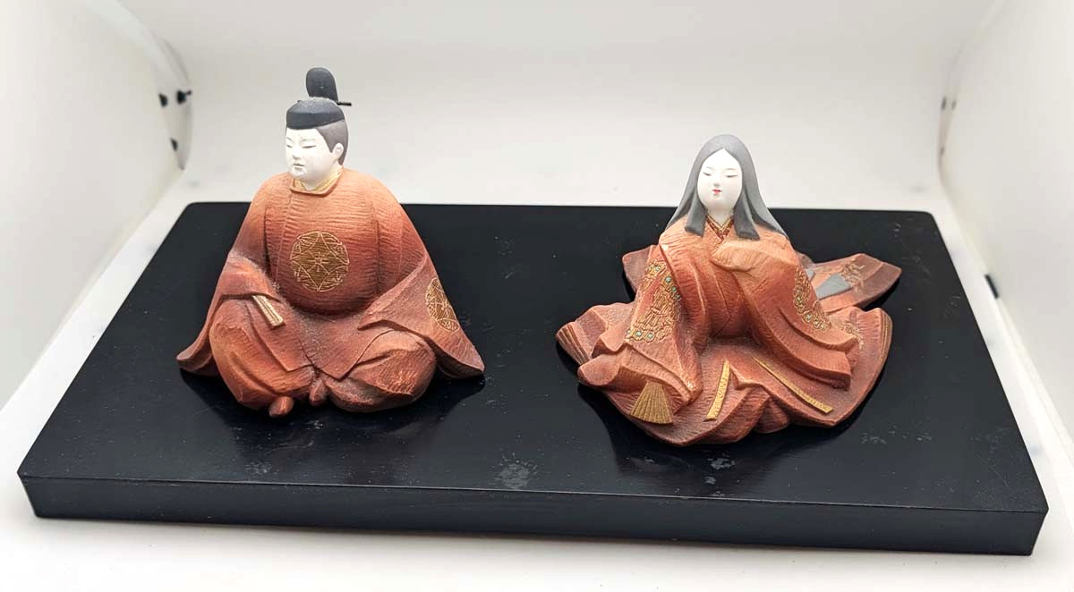 Vintage Signed Japanese Hakata Court Dolls (Emperor & Empress Pair) by Takashi Vintage Signed Japanese Hakata Court Dolls (Emperor & Empress Pair) by Takashi