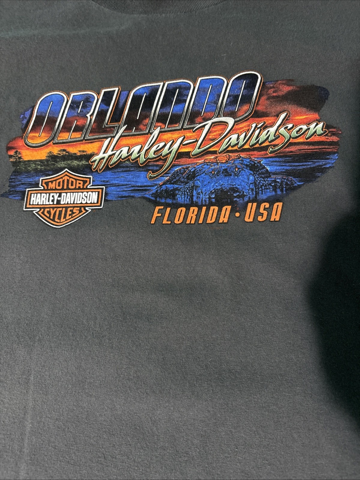 VINTAGE Harley Davidson Shirt Orlando Florida Bike Week Gator Motorcycle Gray XL VINTAGE Harley Davidson Shirt Orlando Florida Bike Week Gator Motorcycle Gray XL
