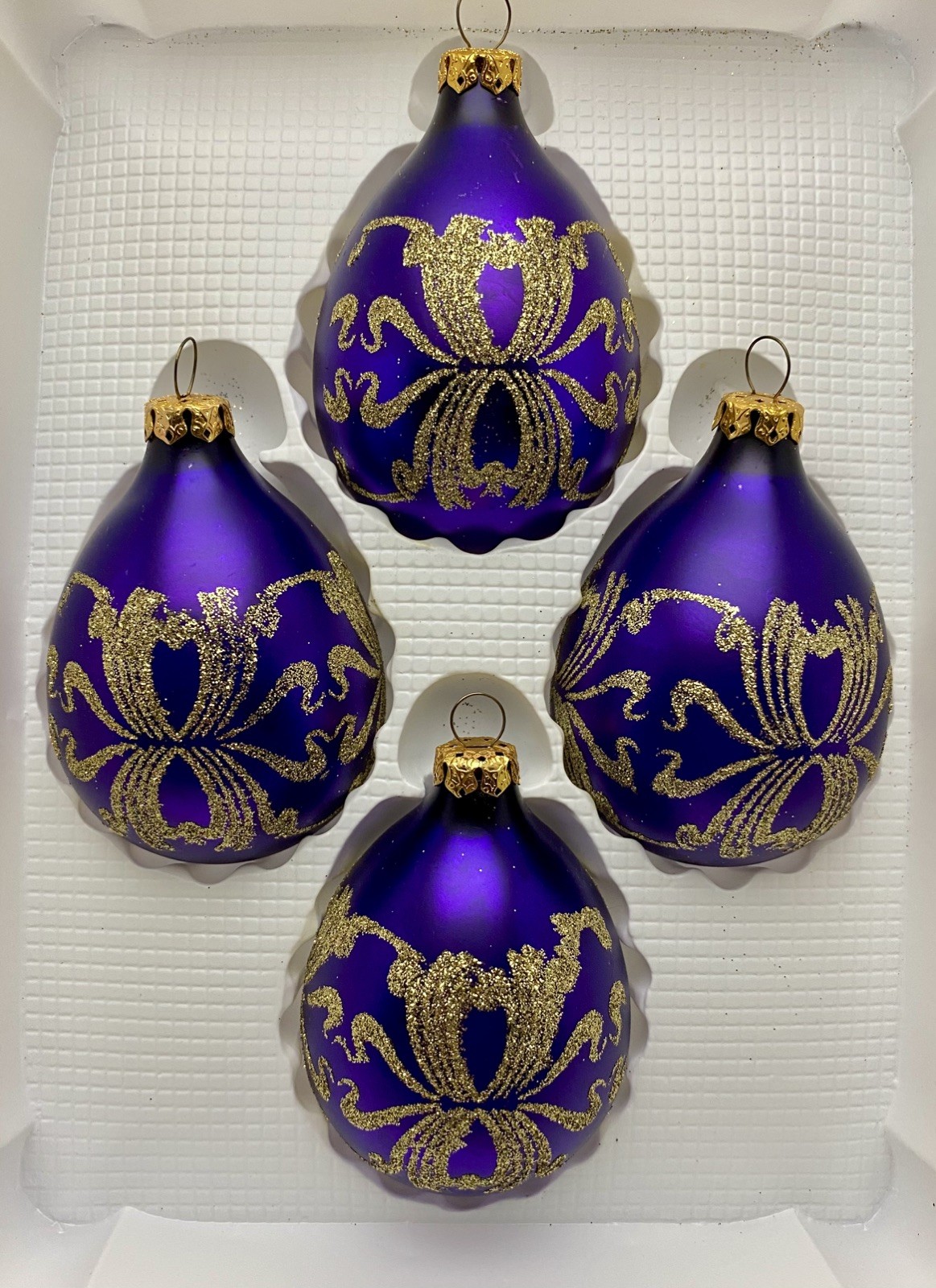 4 Vtg Blown Glass Ornaments PURPLE Icicle Teardrop Hand Blown 4 in. Victorian 4 Vtg Blown Glass Ornaments PURPLE Icicle Teardrop Hand Blown 4 in. Victorian