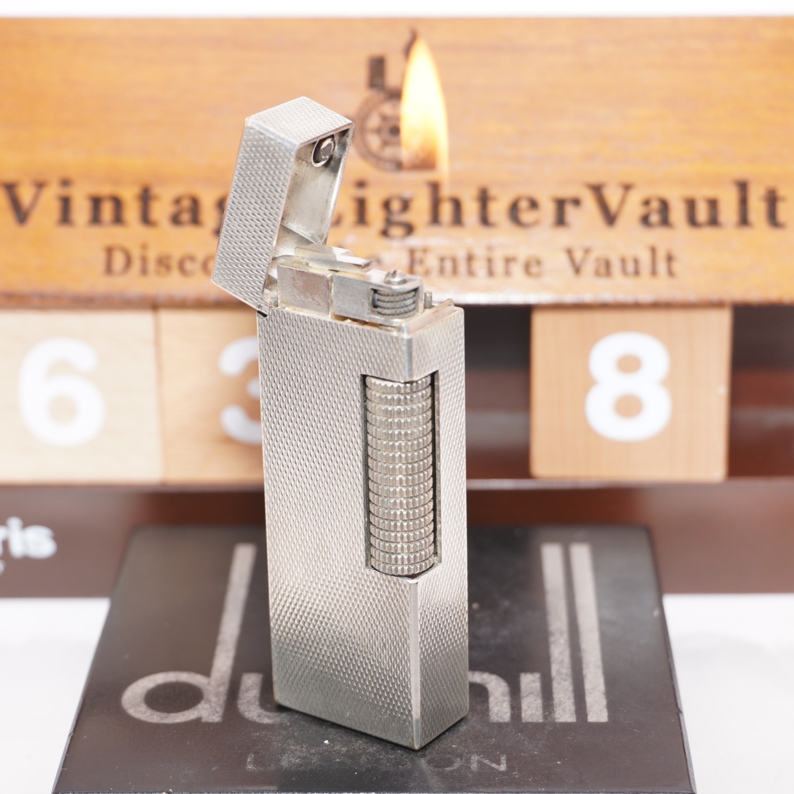 Dunhill Lighter Silver Barley Pattern _Ultrasonically Cleaned_Working