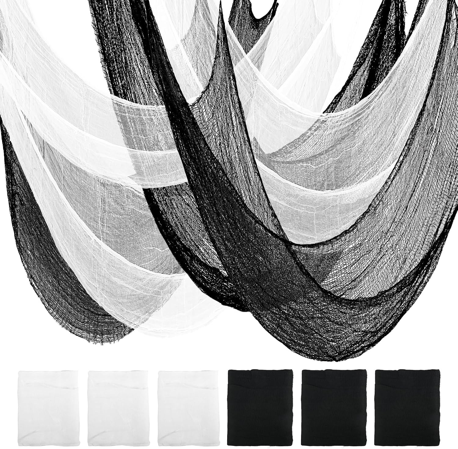 6-Pack Halloween Creepy Cloth - 30X72 Inch Black & White Halloween Gauze Spooky 6-Pack Halloween Creepy Cloth - 30X72 Inch Black & White Halloween Gauze Spooky