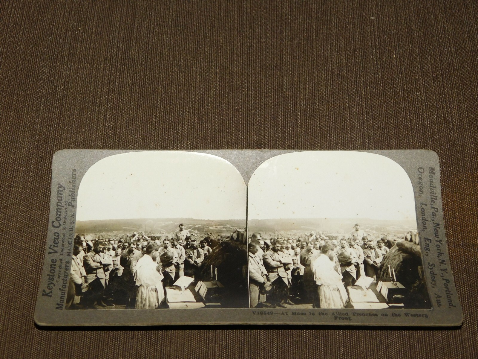 VINTAGE STEREOVIEW STEREOSCOPE CARD WWI AT MASS ALLIED TRENCHES WESTERN FRONT VINTAGE STEREOVIEW STEREOSCOPE CARD WWI AT MASS ALLIED TRENCHES WESTERN FRONT