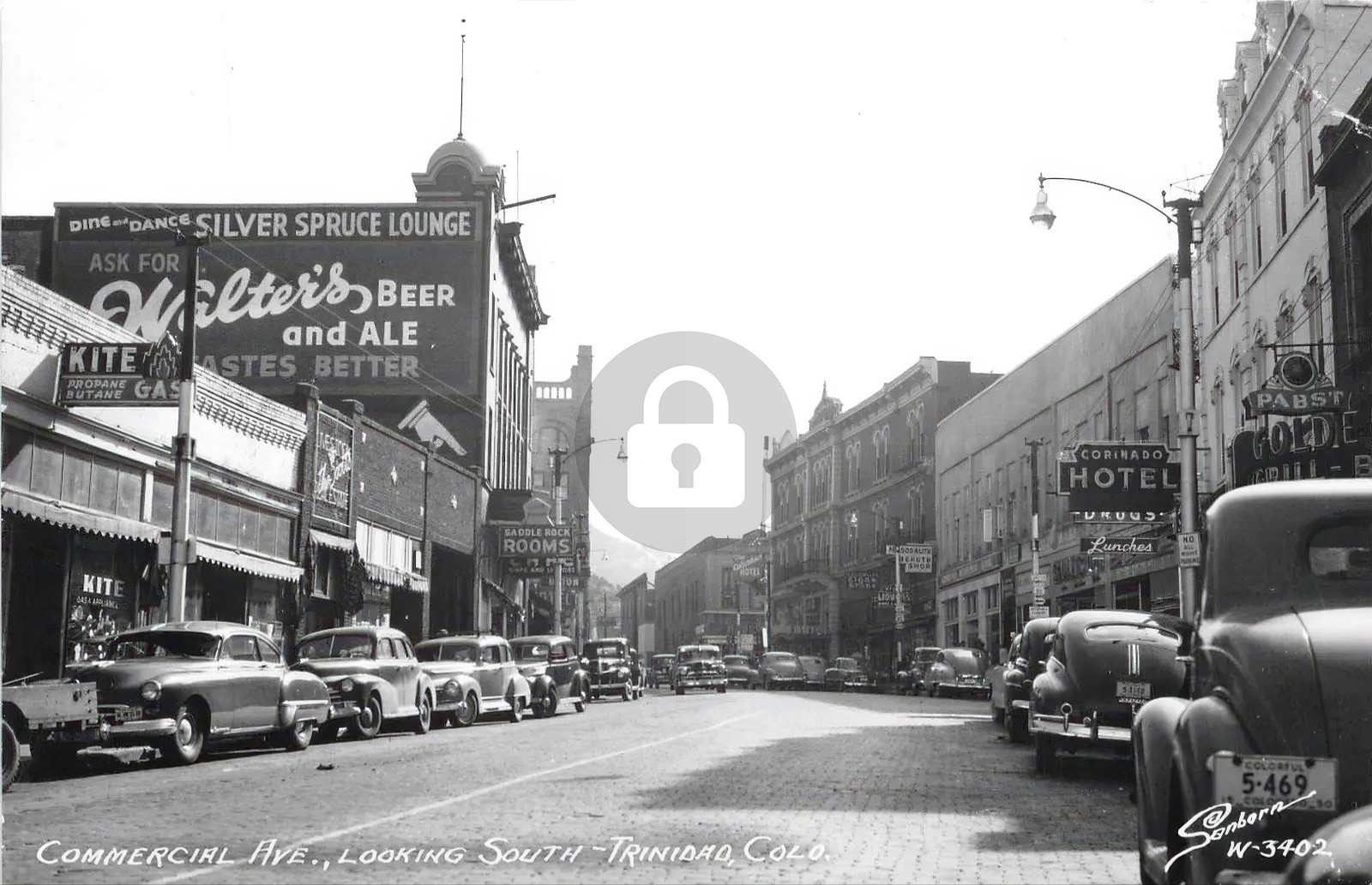 Trinidad CO Colorado c1940s Commercial Ave Stores Cars RPPC Photo Postcard COPY