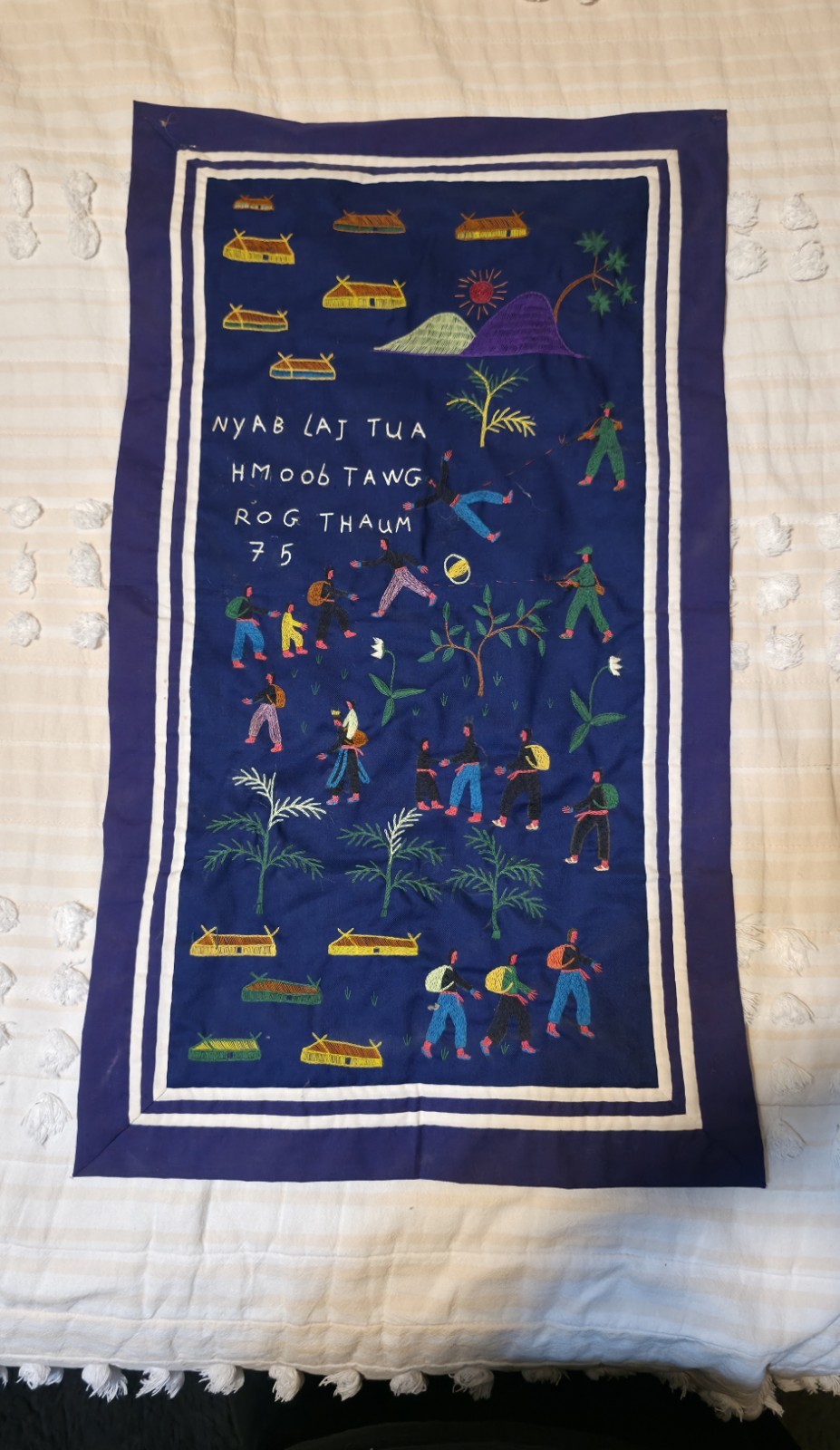 Vintage Hmong Story Cloth 1975 Laos War Refugee Textile Merced Cooperative Vintage Hmong Story Cloth 1975 Laos War Refugee Textile Merced Cooperative