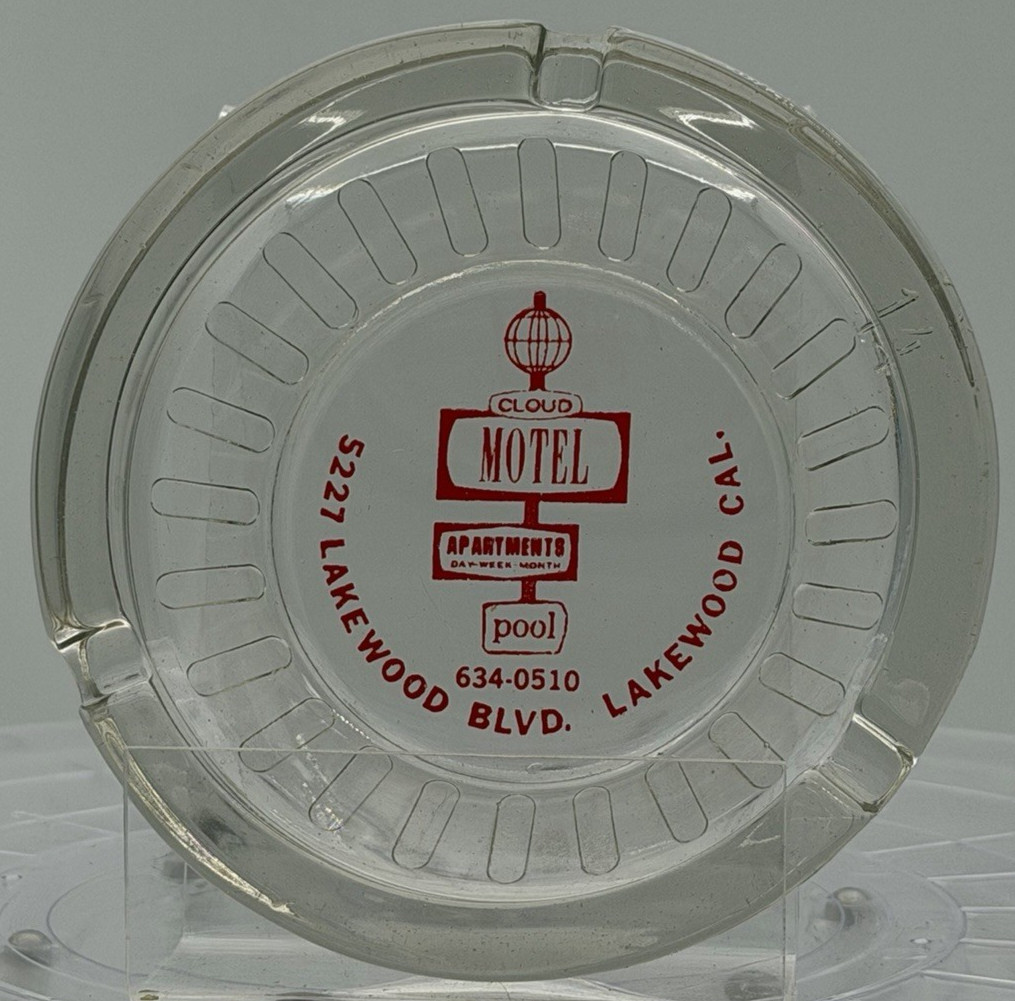Vintage Cloud Motel Lakewood California Glass Advertising Ashtray Roadside Vintage Cloud Motel Lakewood California Glass Advertising Ashtray Roadside