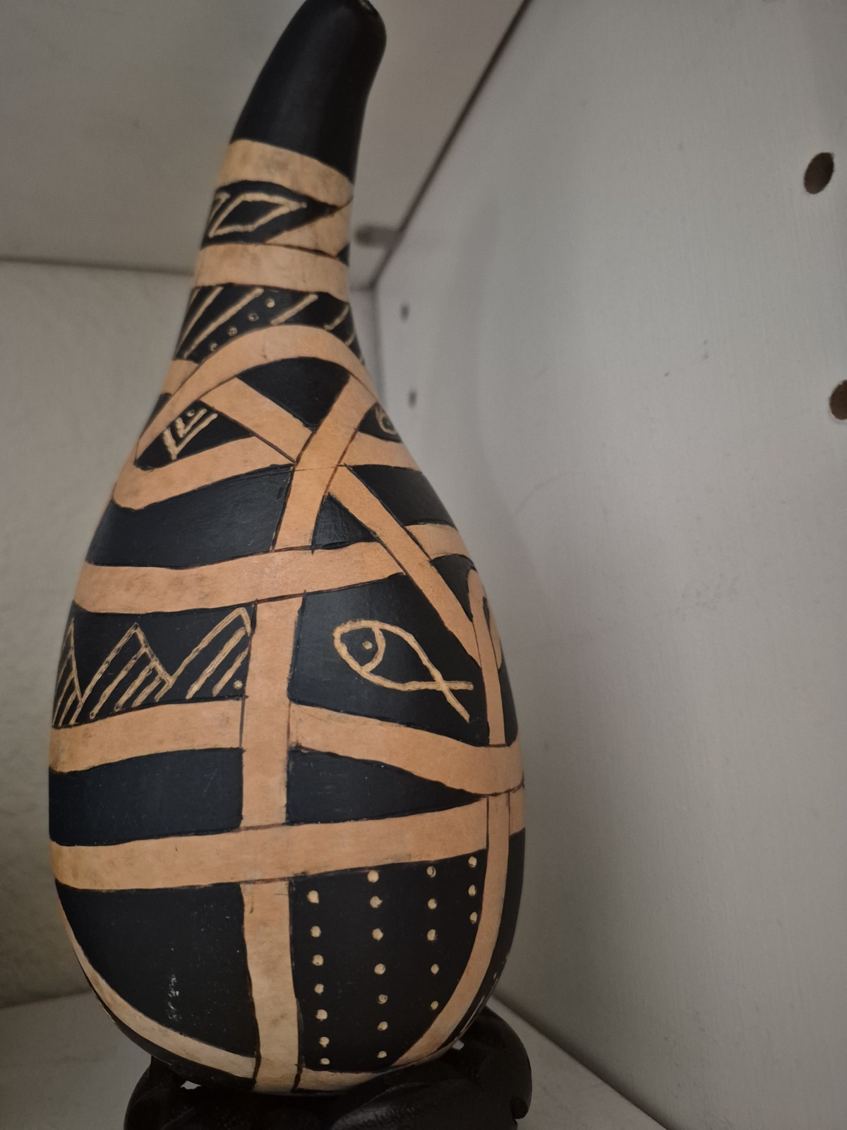 Vintage Hand Carved Gourd African Tribal Kenya? 9" X 4" Signed Vintage Hand Carved Gourd African Tribal Kenya? 9" X 4" Signed