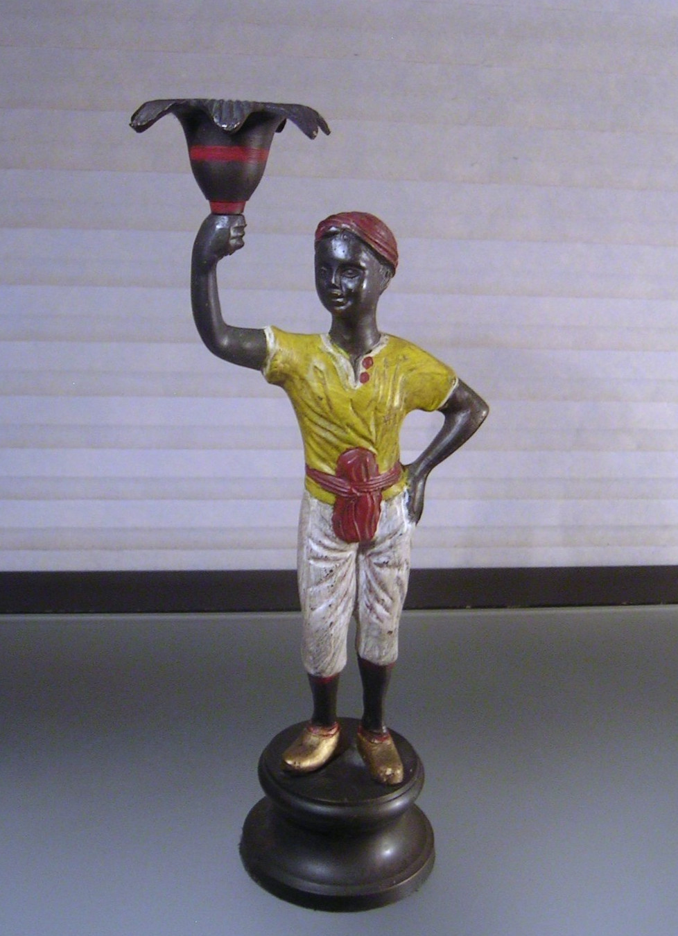Vintage Bronze Blackamoor Candle Holder Statue Vintage Bronze Blackamoor Candle Holder Statue