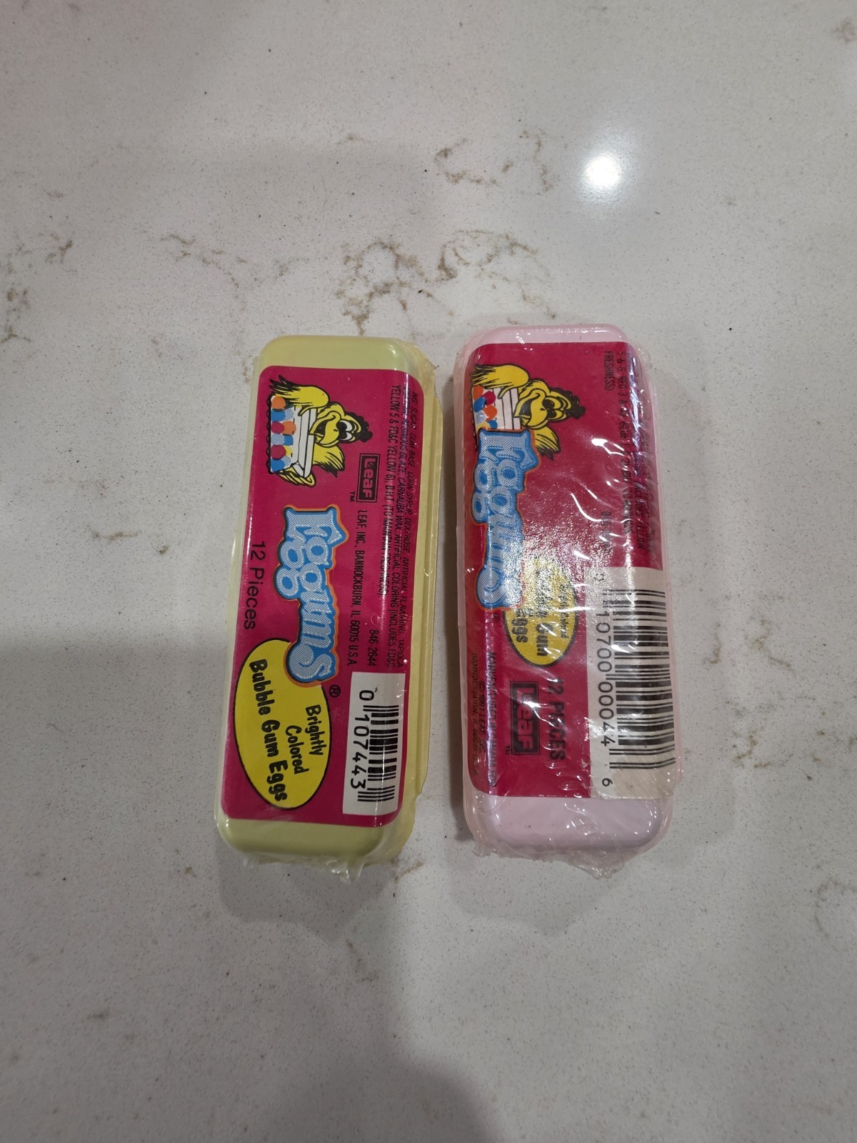 NEW Sealed 1991 Leaf Eggums Bubble Gum Eggs Candy Container Lot of 2