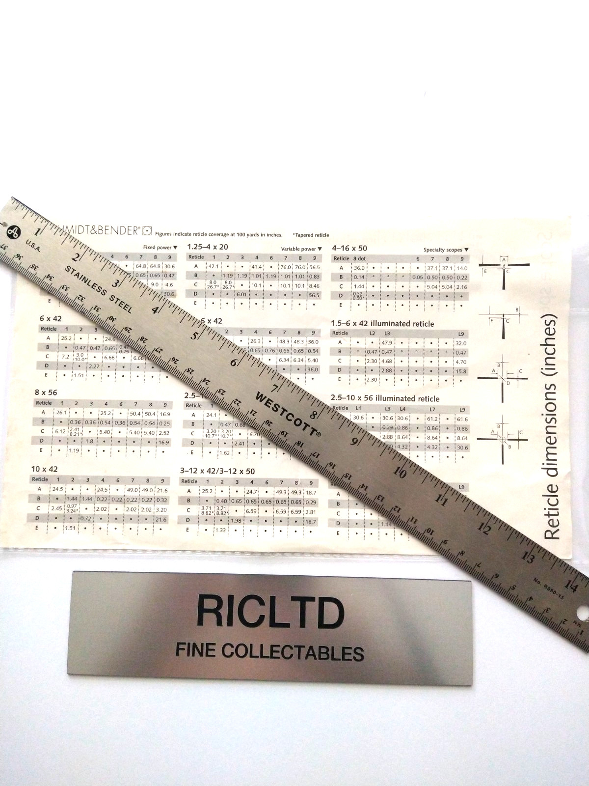 Schmidt & Bender Vintage L.E Reticle & Scope Spec Sheet Super Rare Schmidt & Bender Vintage L.E Reticle & Scope Spec Sheet Super Rare