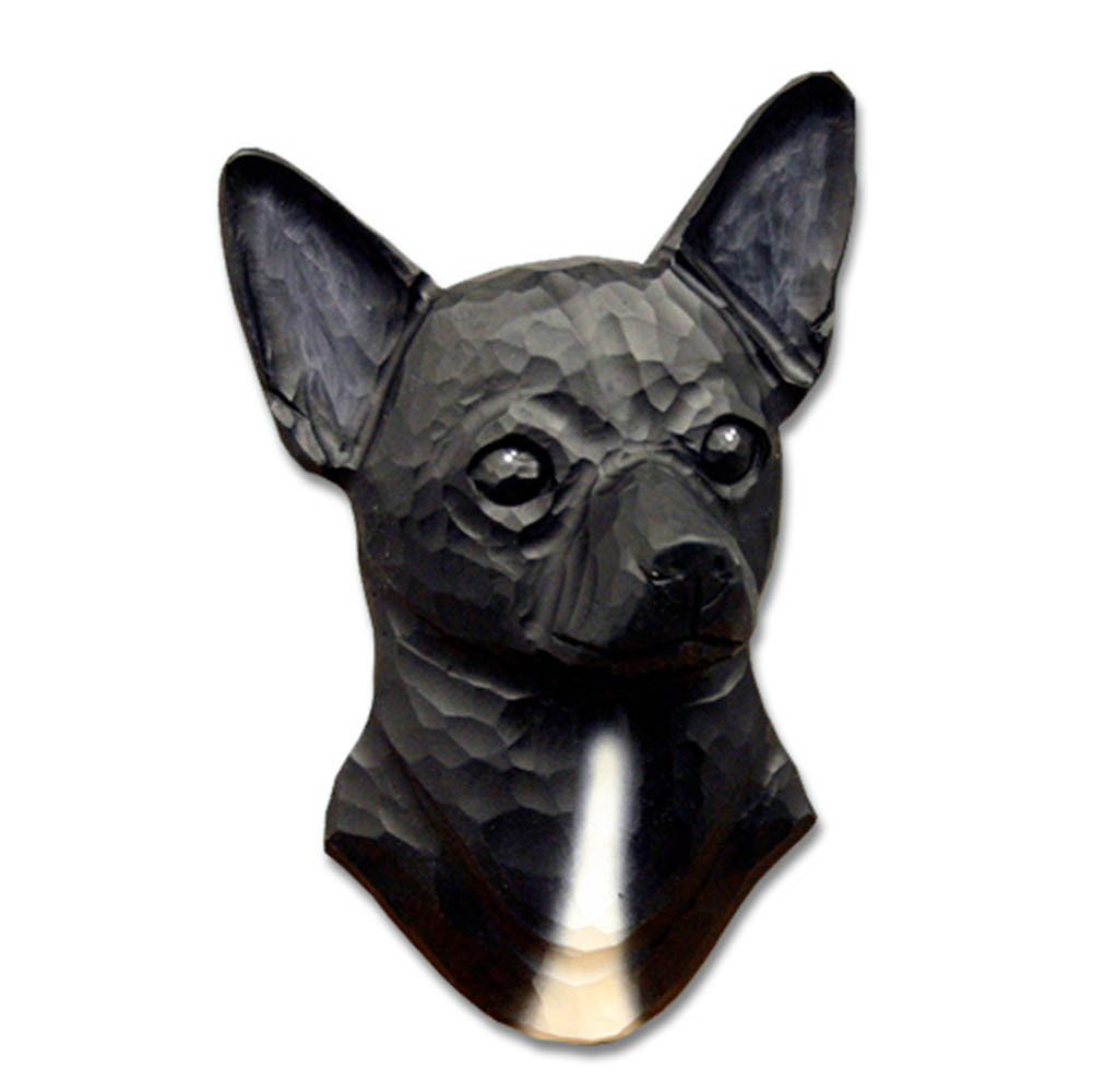 Chihuahua Head Plaque Figurine Black Chihuahua Head Plaque Figurine Black