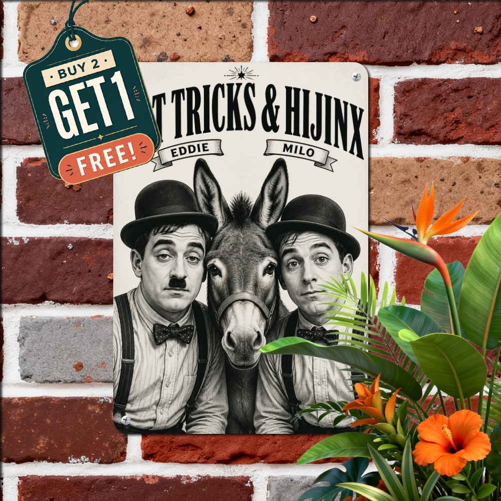 vintage comedy duo tin metal signs home dcor