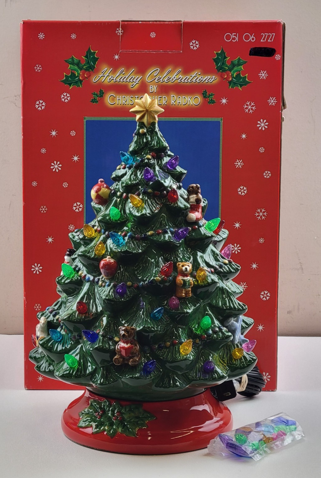 Holiday Celebrations by Christopher Radko 13" Lighted Ceramic Christmas Tree IOB