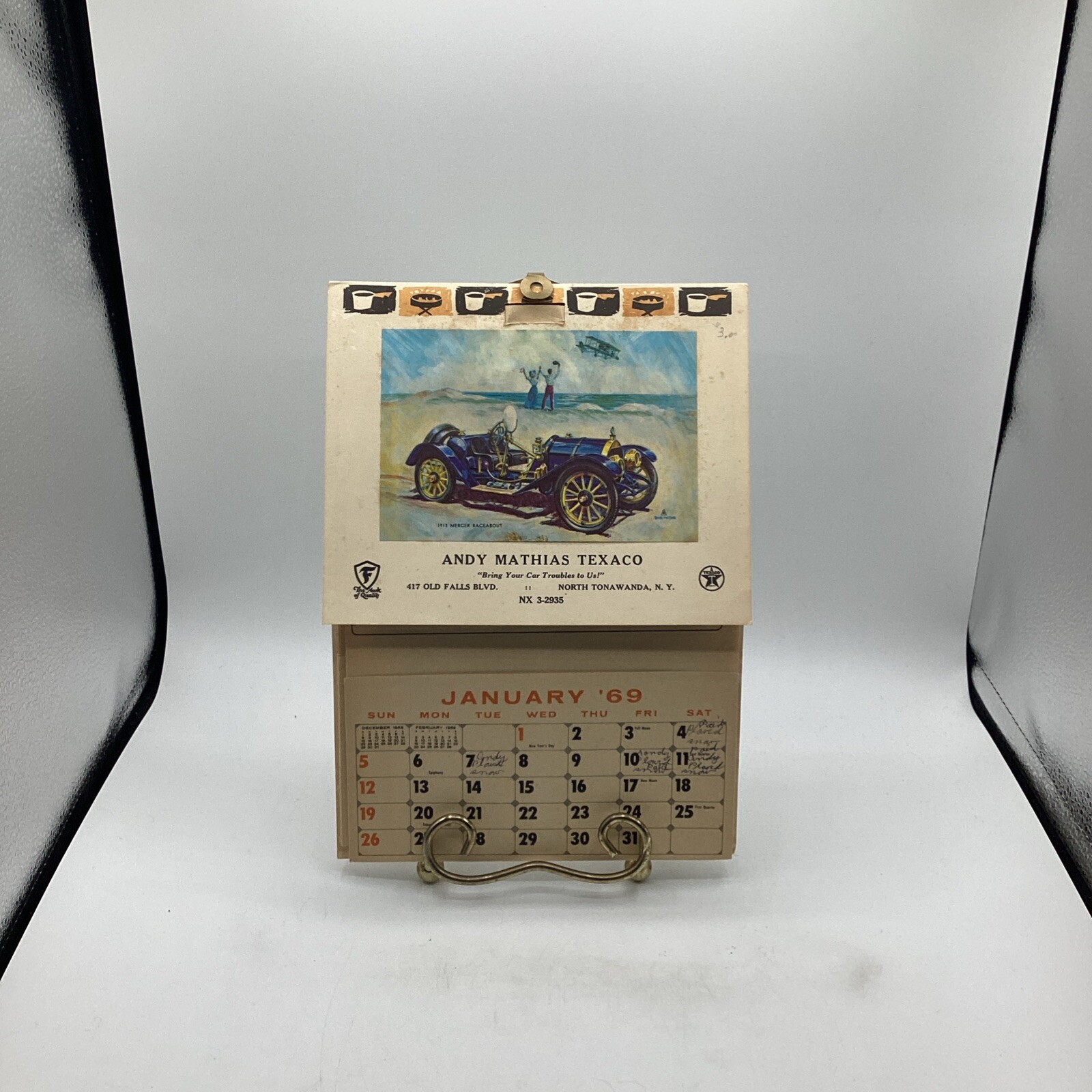 1969 Andy Mathias TEXACO Calendar *RARE* 1969 Andy Mathias TEXACO Calendar *RARE*