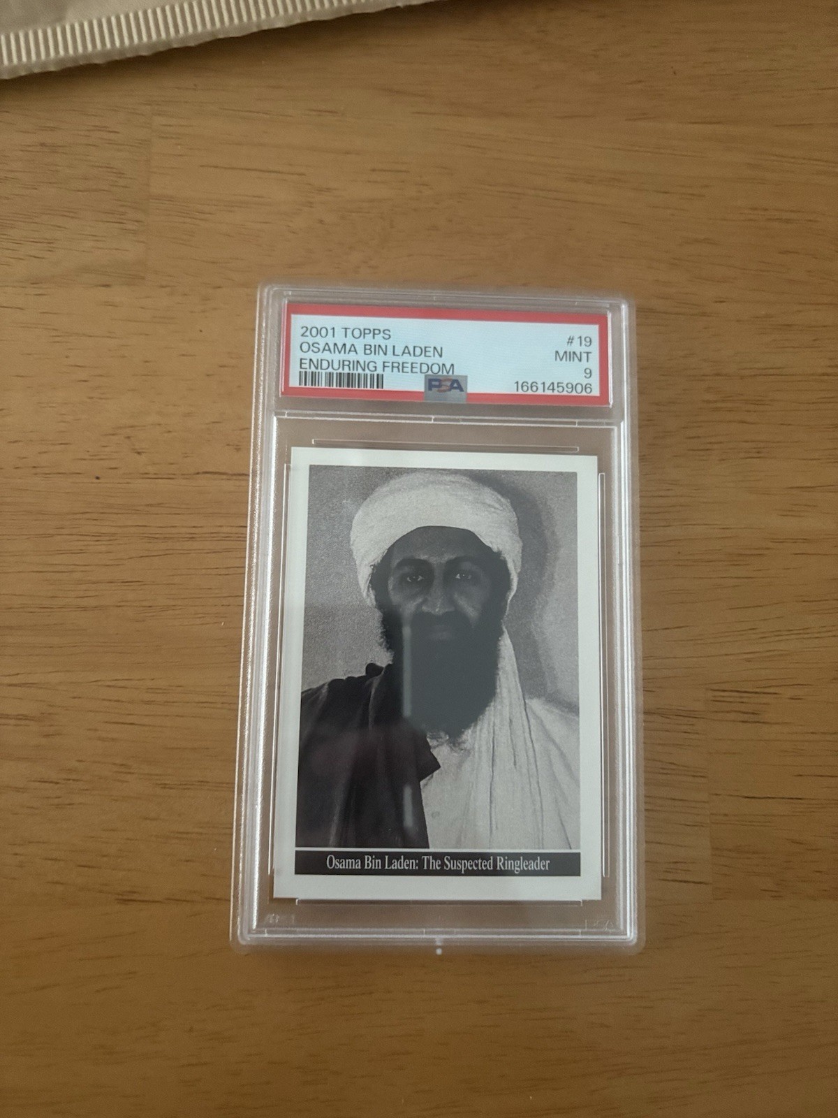 Topps 2001 Enduring Freedom #19 Osama Bin Laden PSA 9 Graded Non-Sport Card Topps 2001 Enduring Freedom #19 Osama Bin Laden PSA 9 Graded Non-Sport Card