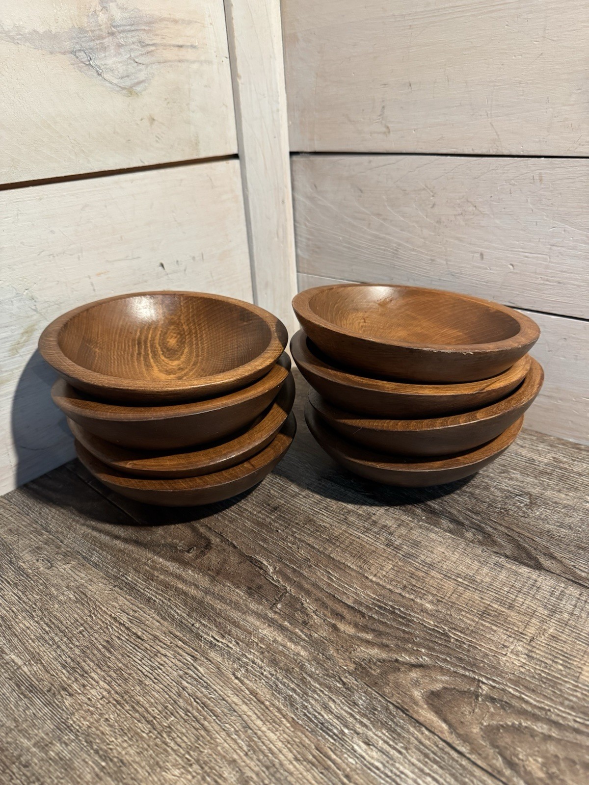 Lot of 8 Vintage Woodcroftery Hand-turned Maple 6" Salad Bowls Wayland NY USA