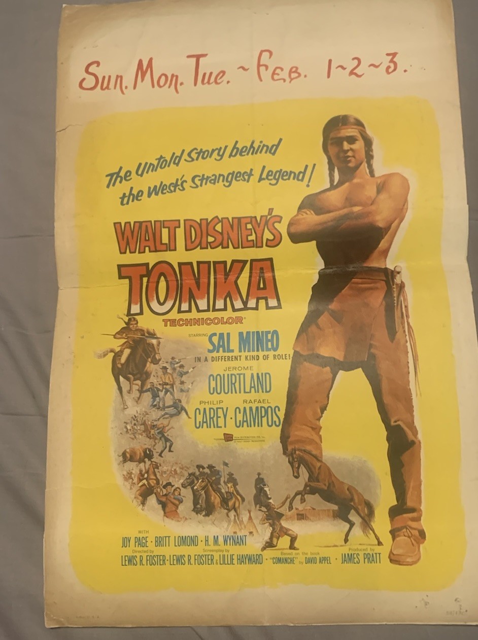 RARE Walt Disney’s “TONKA” Original 1958 Window Card Starring SAL MINEO 14x22 RARE Walt Disney’s “TONKA” Original 1958 Window Card Starring SAL MINEO 14x22