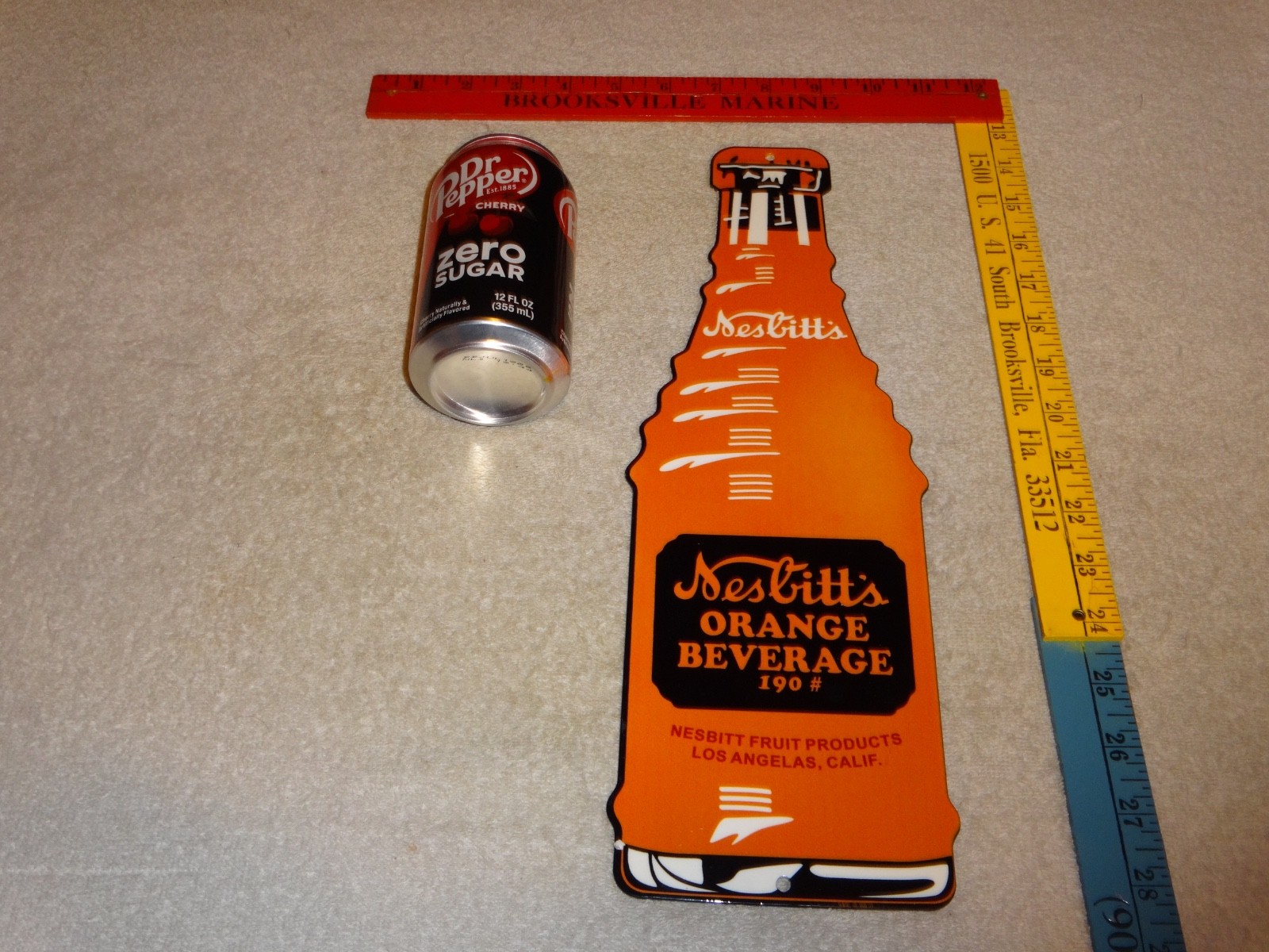 VINTAGE NESBITT'S ORANGE BEVERAGE 🍊 SODA BOTTLE 15" ENAMEL METAL GASOLINE SIGN VINTAGE NESBITT'S ORANGE BEVERAGE 🍊 SODA BOTTLE 15" ENAMEL METAL GASOLINE SIGN
