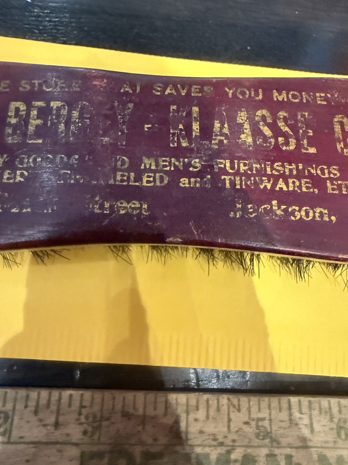 Bergey-Klasse Co. Dry Goods Old Vintage Antique Hand Brush Jackson Michigan MI