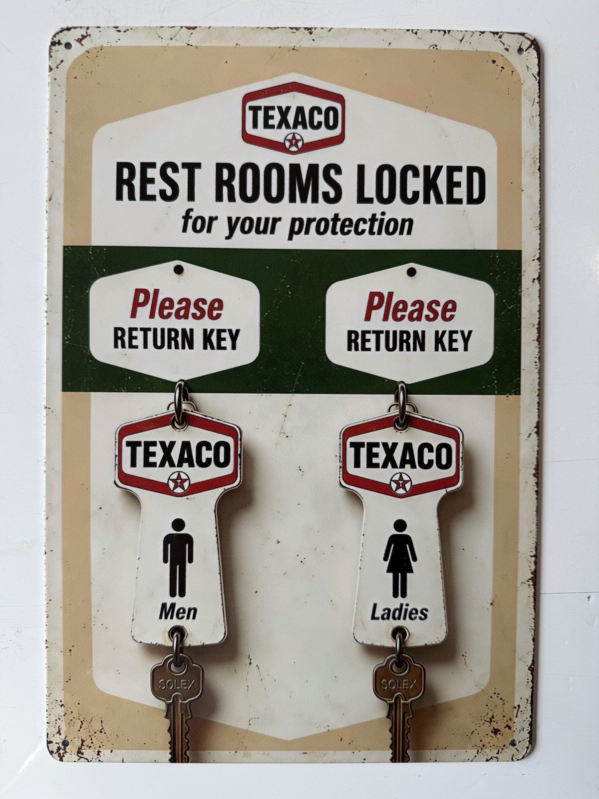Texaco Gasoline Gas & Oil Sign - Texas Fuel Company - Vintage Restrooms