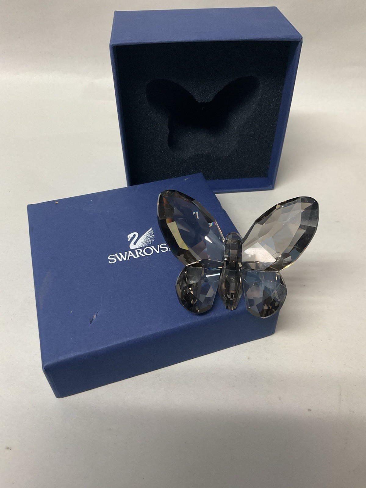 Swarovski Large Brilliant Butterfly Smoky Satin Black Crystal Figurine #952727 Swarovski Large Brilliant Butterfly Smoky Satin Black Crystal Figurine #952727