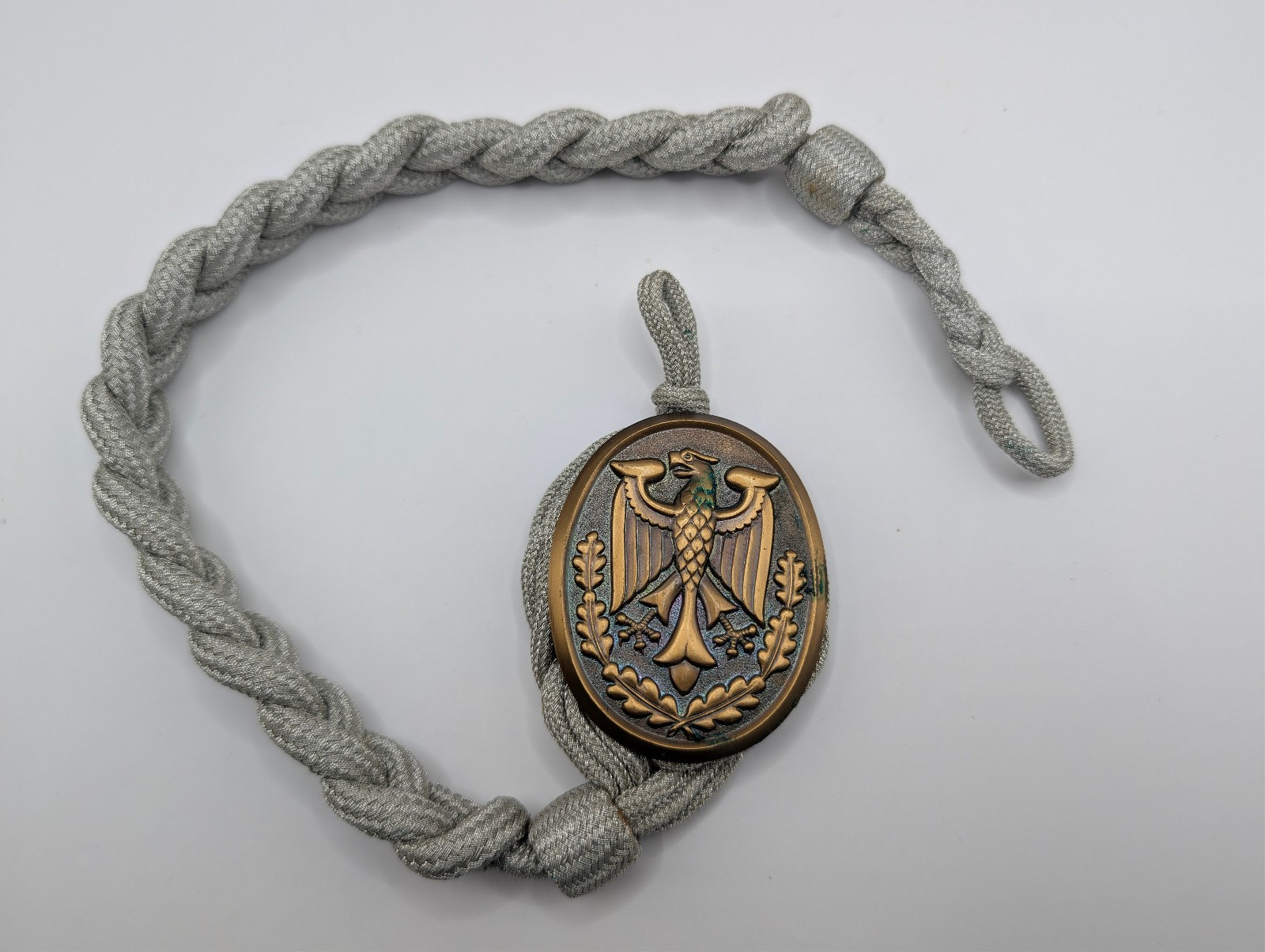 Vtg Mid Century Post WW2 German Marksmanship Braided Lanyard Cord Plaque