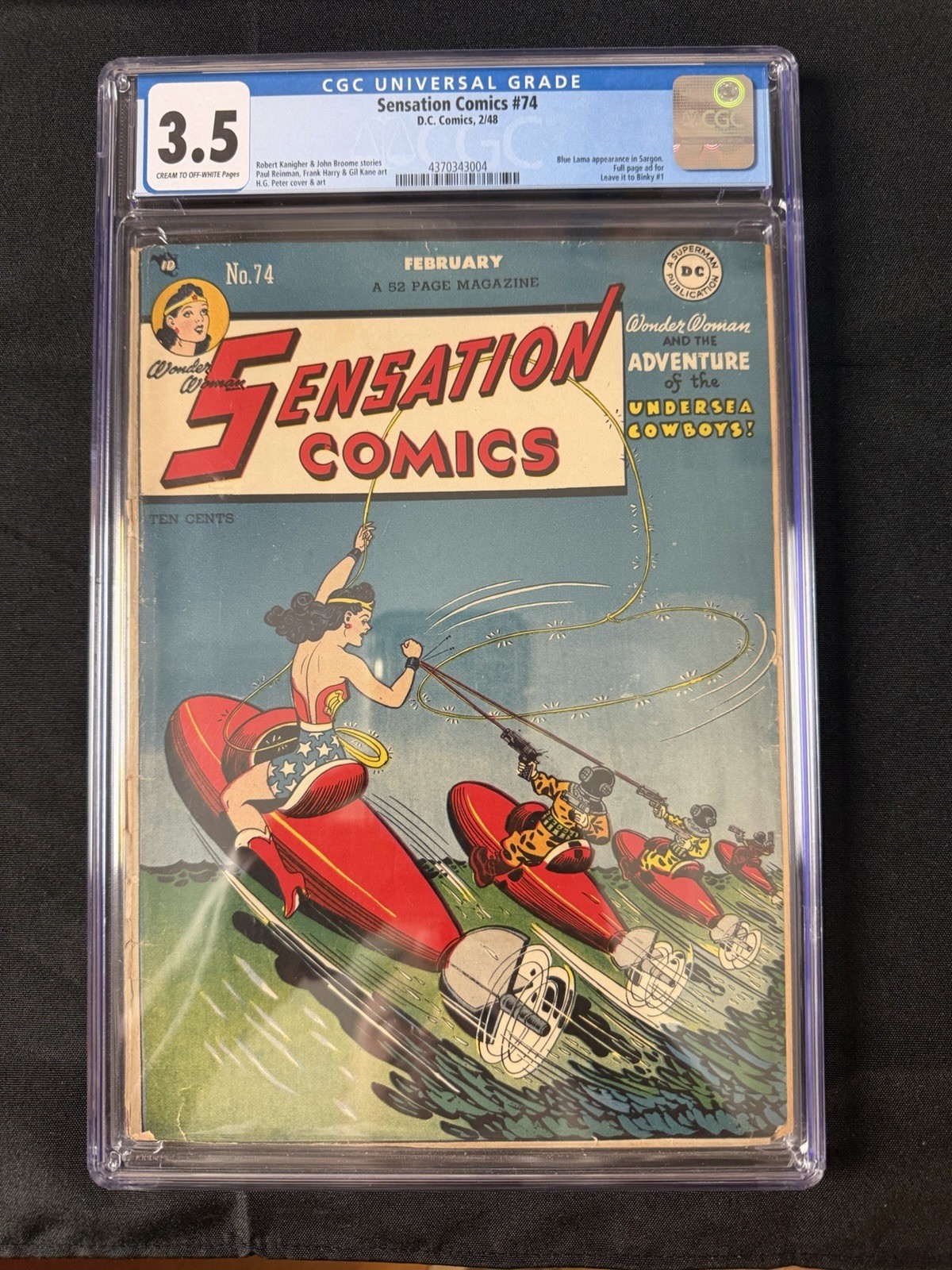 Sensation Comics #74 CGC 3.5 1948 Wonder Woman Golden Age H.G. Peter Cover Sensation Comics #74 CGC 3.5 1948 Wonder Woman Golden Age H.G. Peter Cover