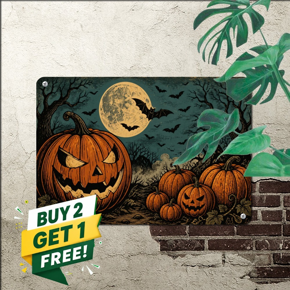 vintage halloween pumpkin scene jack lantern close foreground