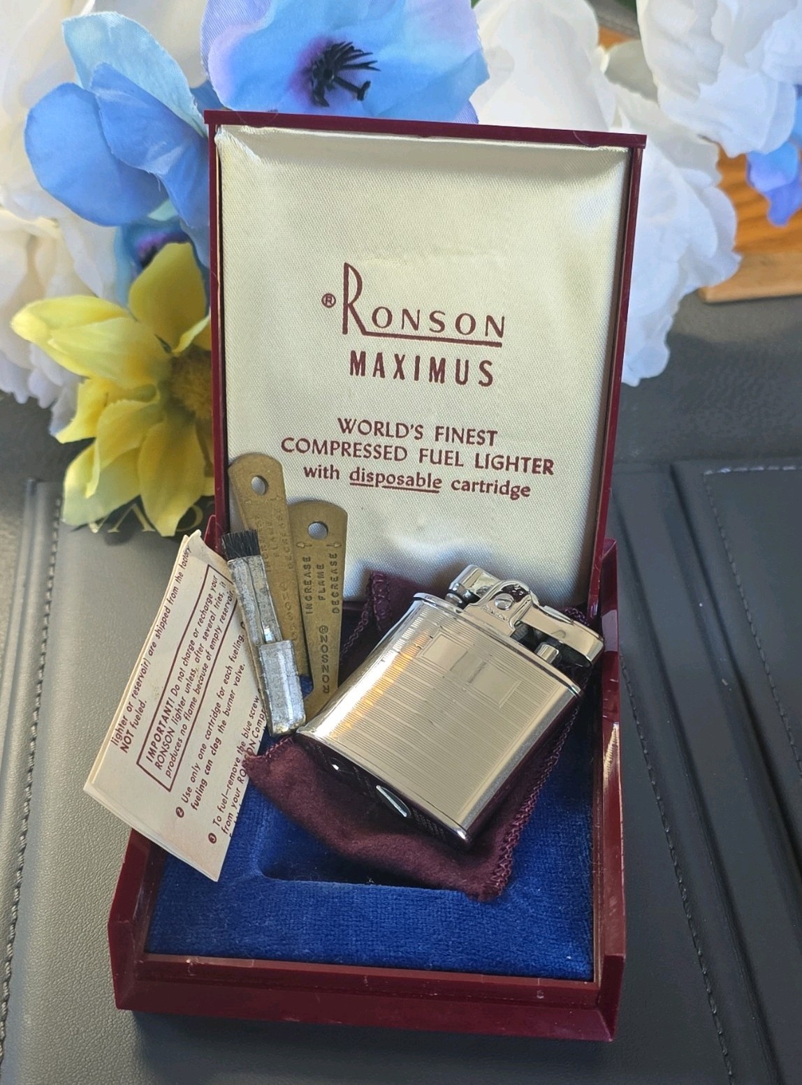 Vtg. 1950's Ronson Maximus Compressed Fuel Lighter w/Original Box, Tools & Paper Vtg. 1950's Ronson Maximus Compressed Fuel Lighter w/Original Box, Tools & Paper