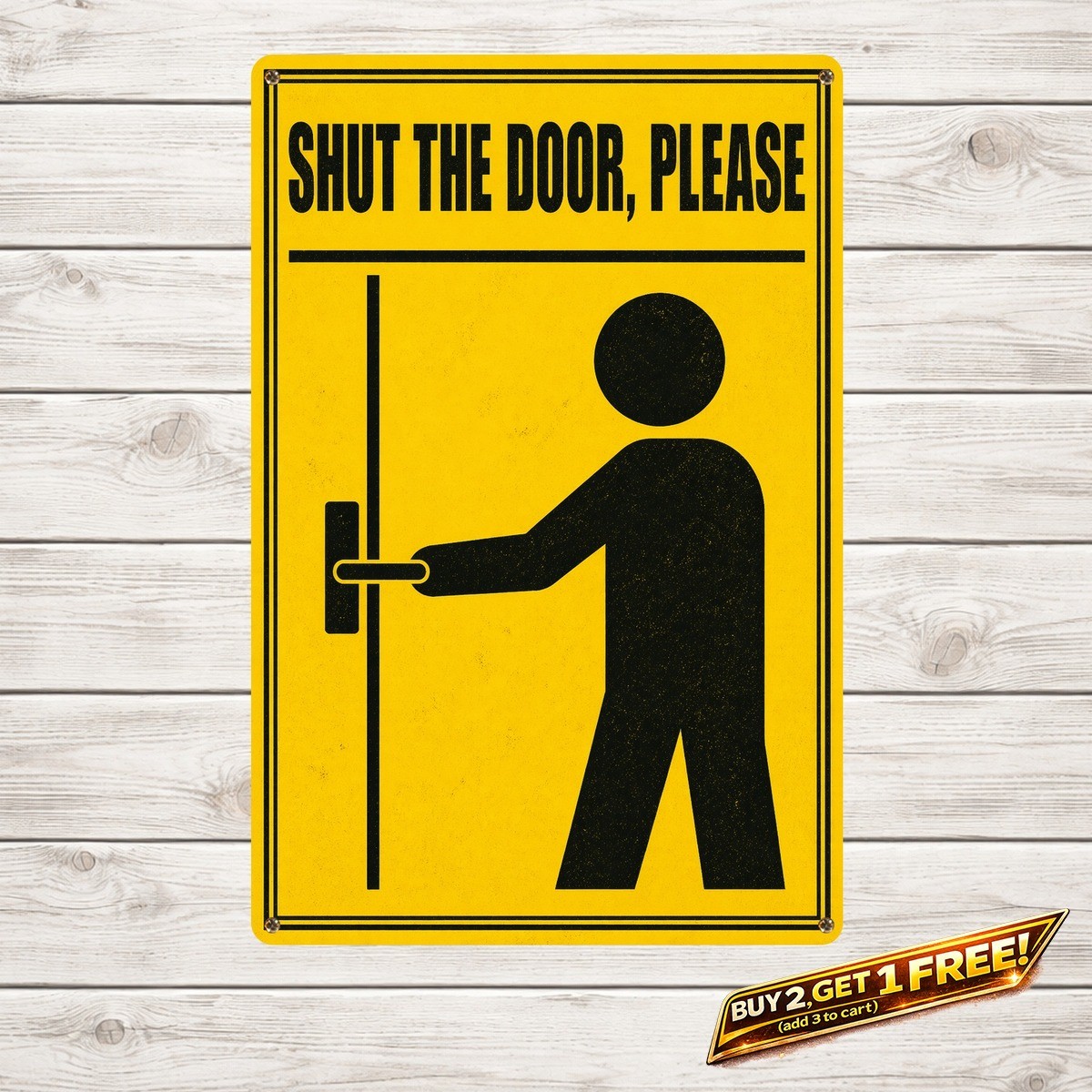 Caution Please Close The Door Yellow Black Metal Tin Sign 8x12 Caution Please Close The Door Yellow Black Metal Tin Sign 8x12