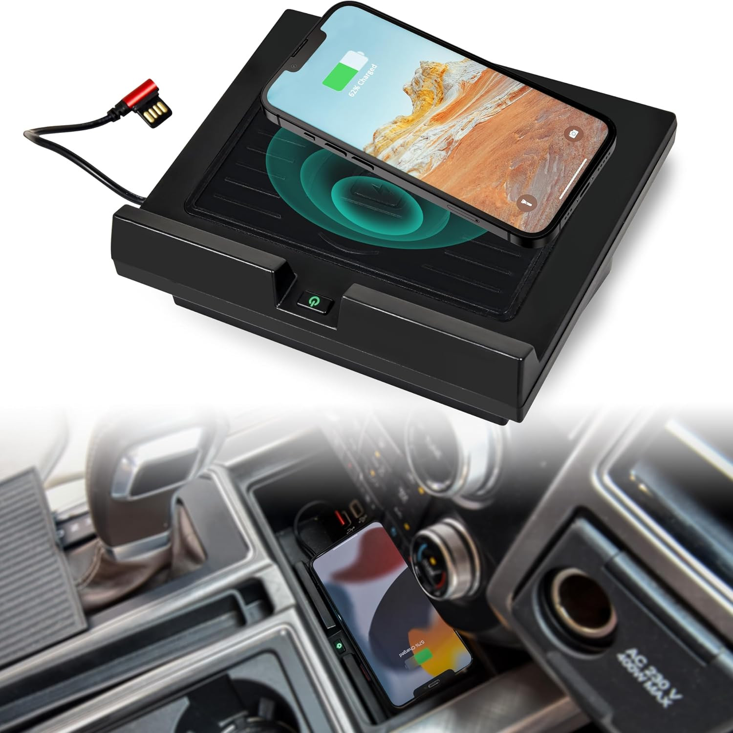 Center Console Charging Pad for Ford F150 2018-2023 Accessories Center Console Charging Pad for Ford F150 2018-2023 Accessories