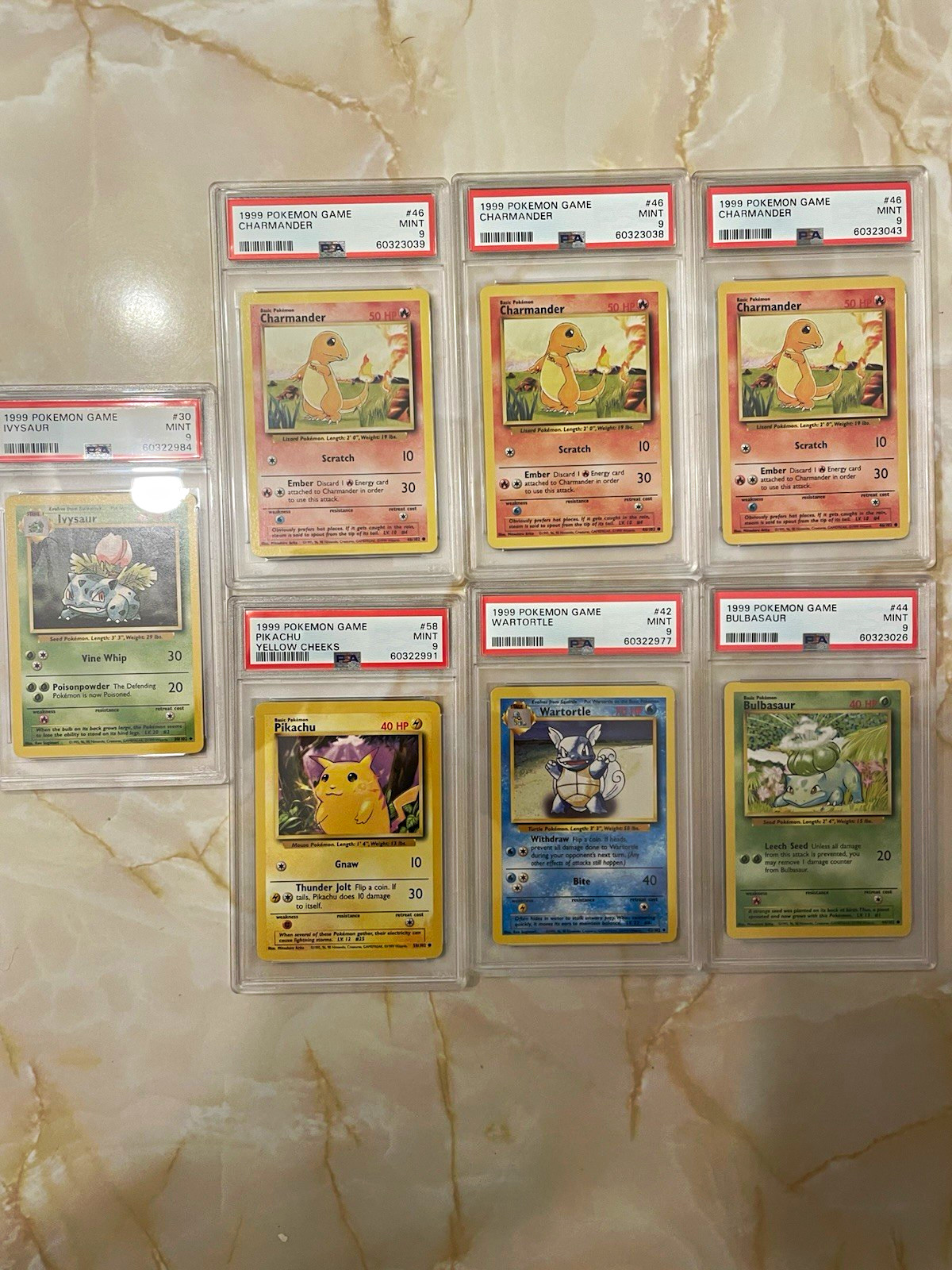 Wizards 1999 Pokemon Game PSA 9 Graded 7 Card Lot Pikachu + Charmander Starters