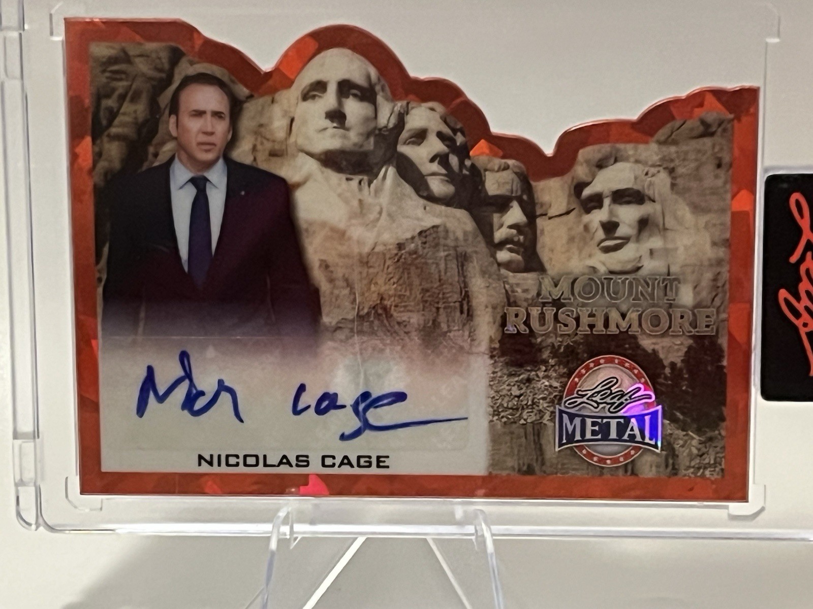 2026 Leaf Metal Presidents Day Nicolas Cage Auto Mount Rushmore Auto 1/1 MR-NC1