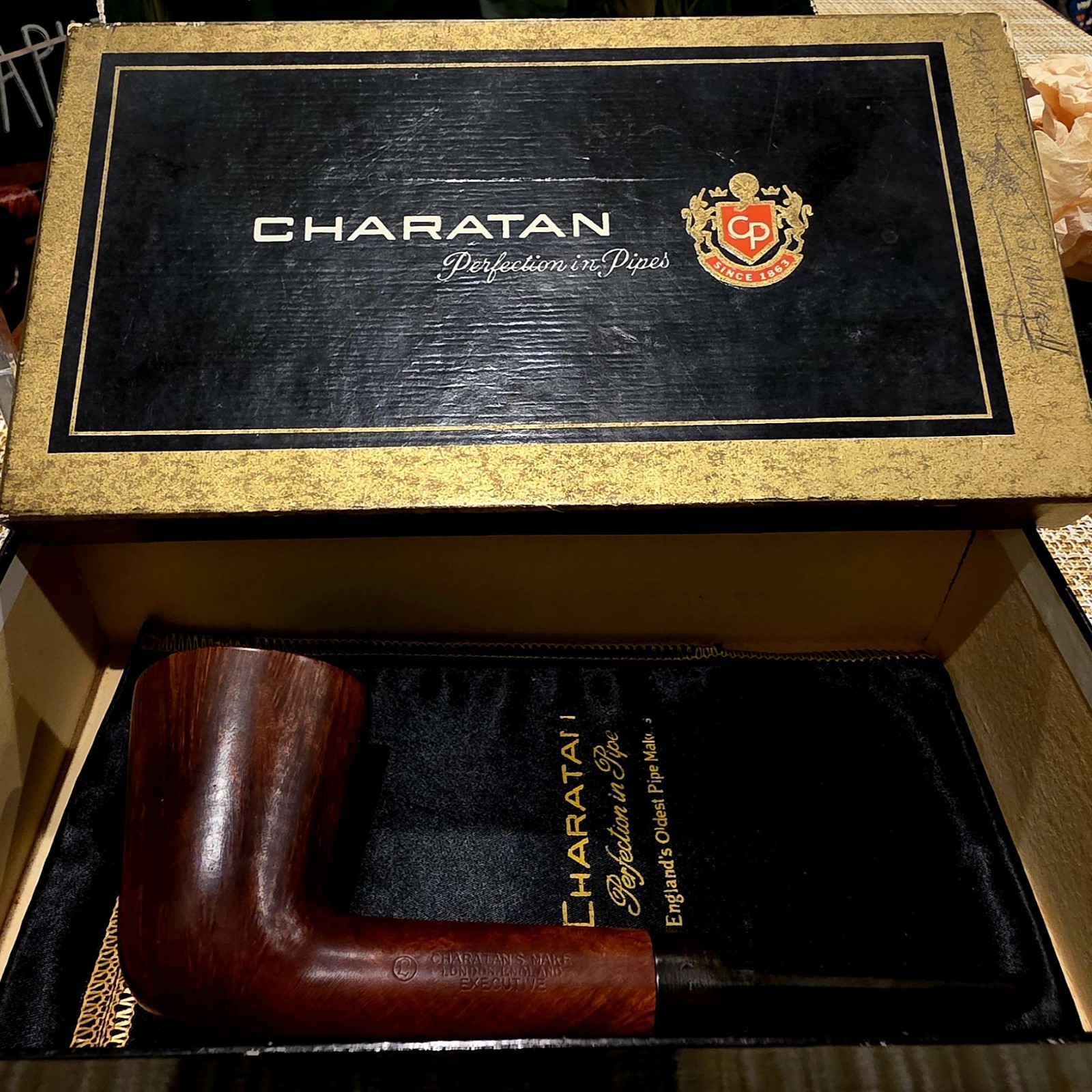 CHARATAN EXECUTIVE LANE'S ERA ESTATE BRIAR SMOKING PIPE MADE IN LONDON BOX & SOX CHARATAN EXECUTIVE LANE'S ERA ESTATE BRIAR SMOKING PIPE MADE IN LONDON BOX & SOX