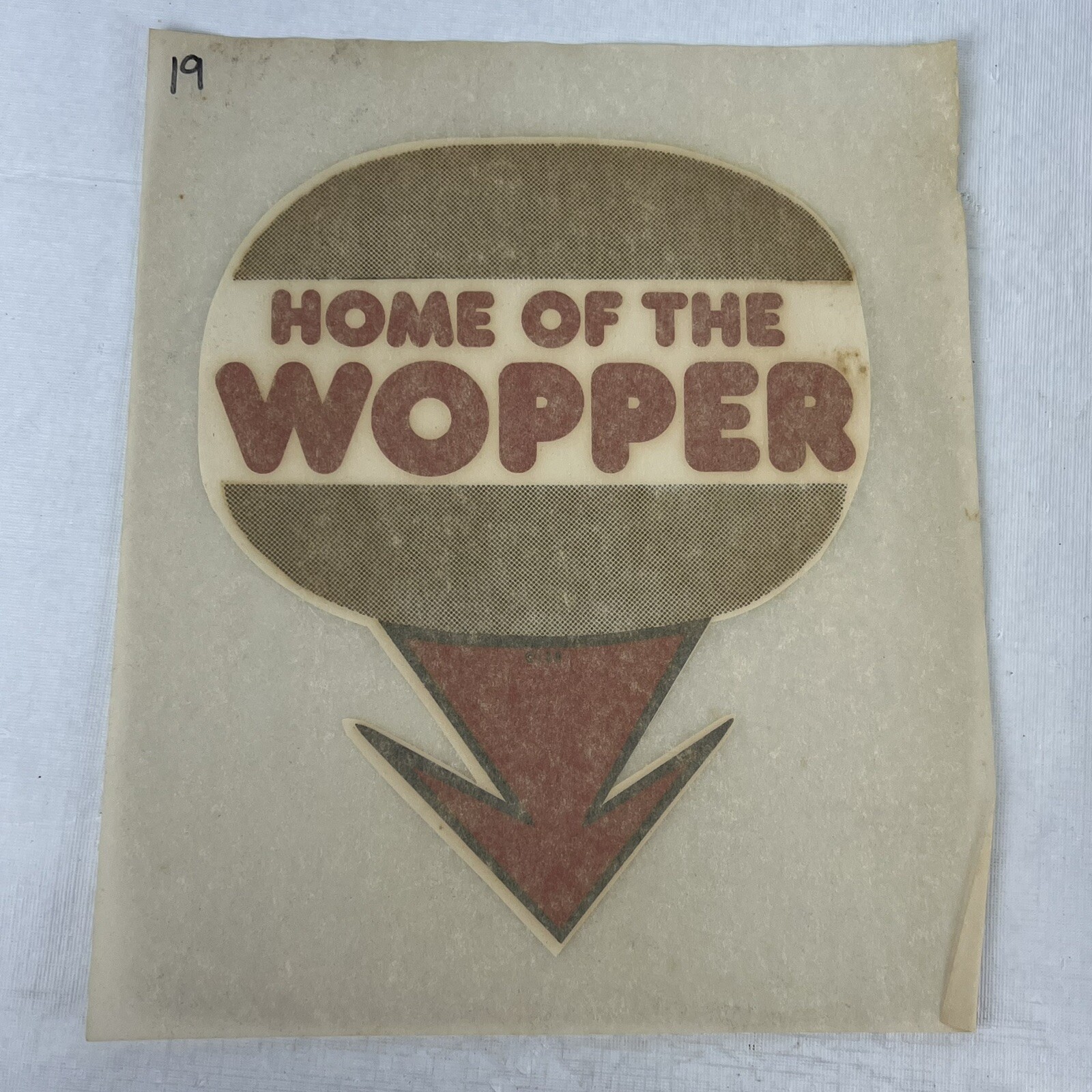 Home Of The Wopper Adult T-shirt Transfer Iron On 70's Vintage Classic NOS Home Of The Wopper Adult T-shirt Transfer Iron On 70's Vintage Classic NOS