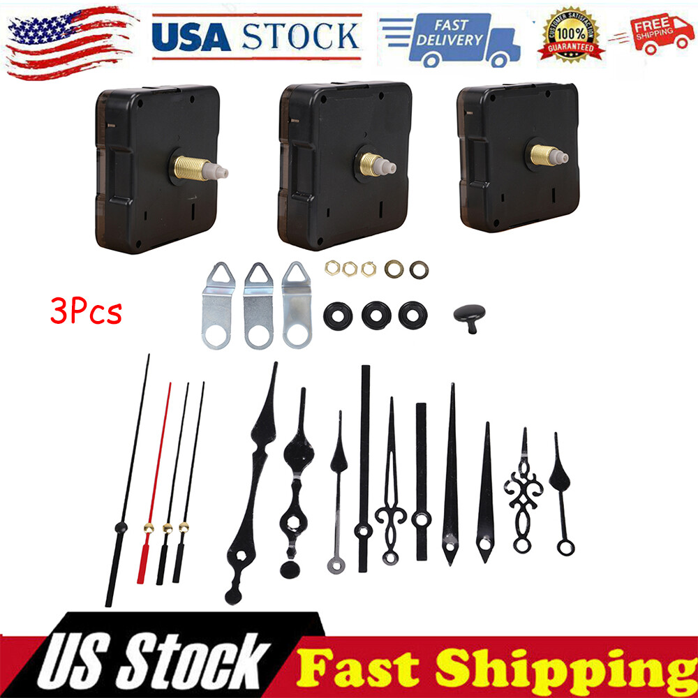 3PCS DIY Wall Quartz Clock Movement Mechanism Replacement Repair Kit Tool Parts