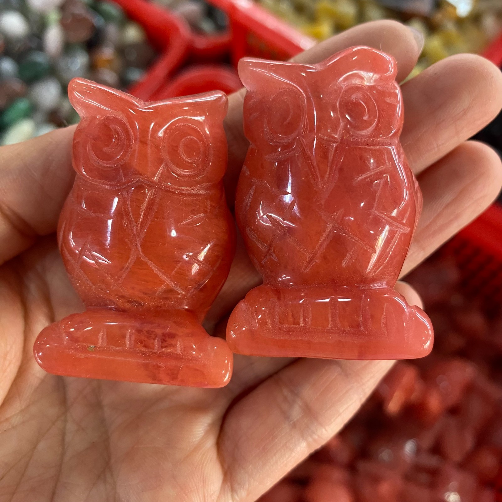 Natura Red Agate House Crystal Handmade Carving Spiritual Healing 2Pc Natura Red Agate House Crystal Handmade Carving Spiritual Healing 2Pc
