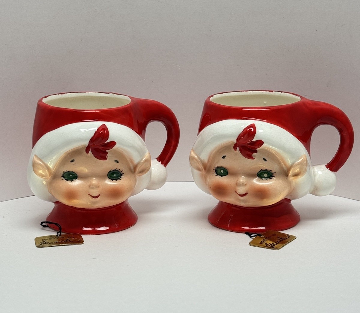 RARE 1 Vtg Lefton Pixie Elf Cup JAPAN 3545 Design By Marika Green Eyes NEW