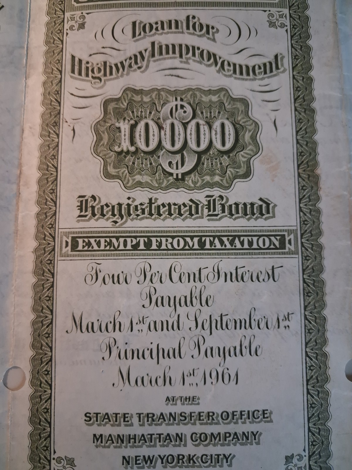 SLING'S 🪙$10,000 1918 State of New York - Loan For Highway Improvement SLING'S 🪙$10,000 1918 State of New York - Loan For Highway Improvement