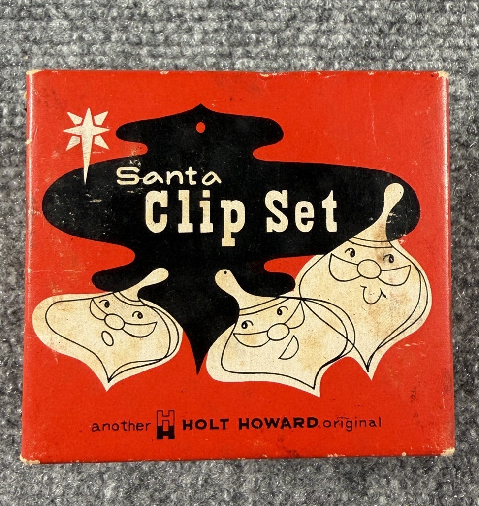Vintage HOLT HOWARD Santa Clips, Set Of 6 With Box, Very Rare